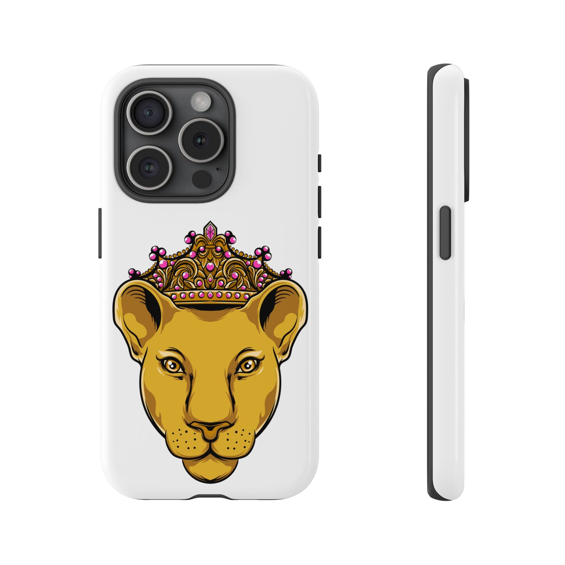 White LIONESS phone case celebrating faith and strength, perfect gift for Christian women