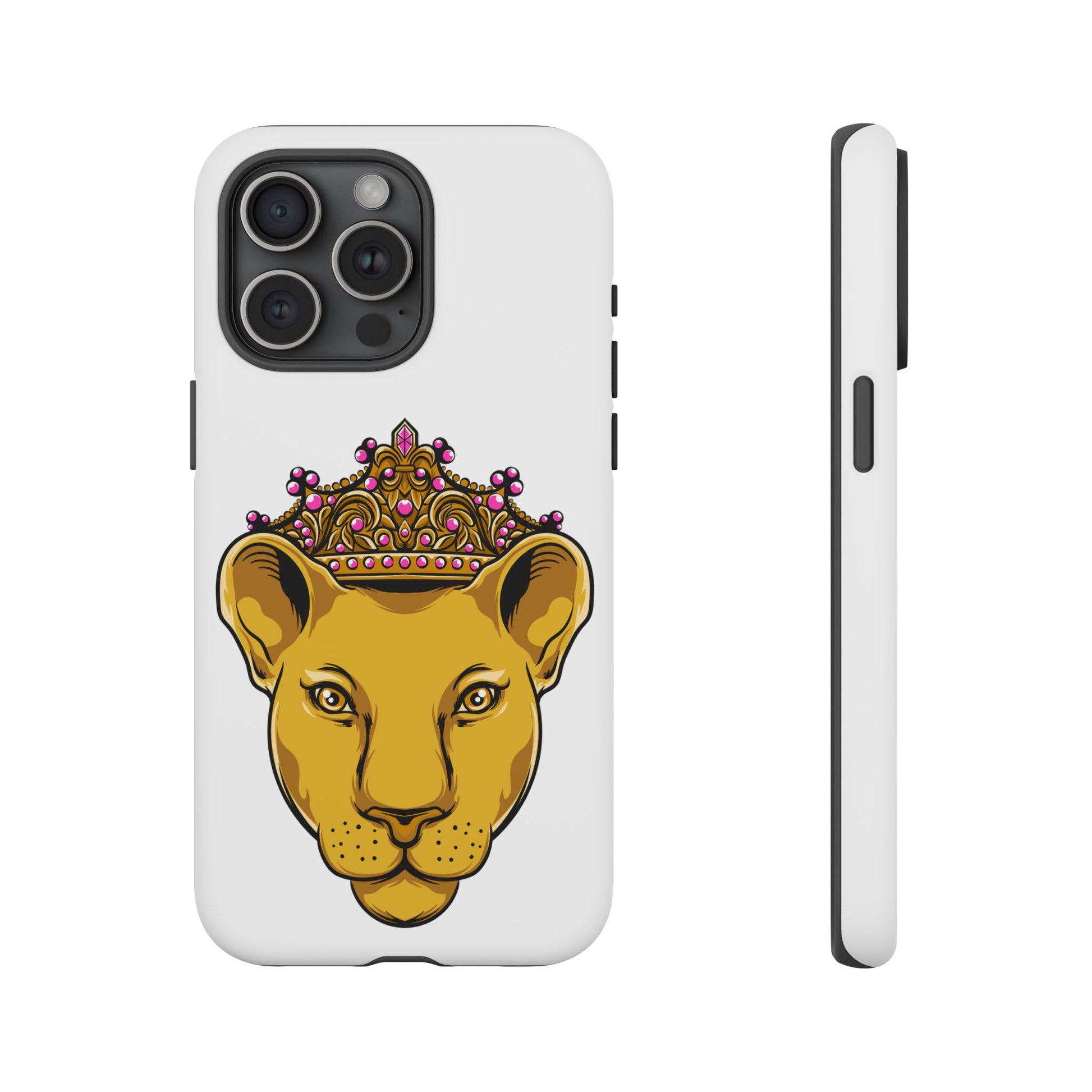 White LIONESS phone case celebrating faith and strength, perfect gift for Christian women
