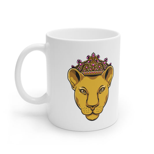 white ceramic cup with imprint of LIONESS
Drink your coffee or tea while sharing your faith.