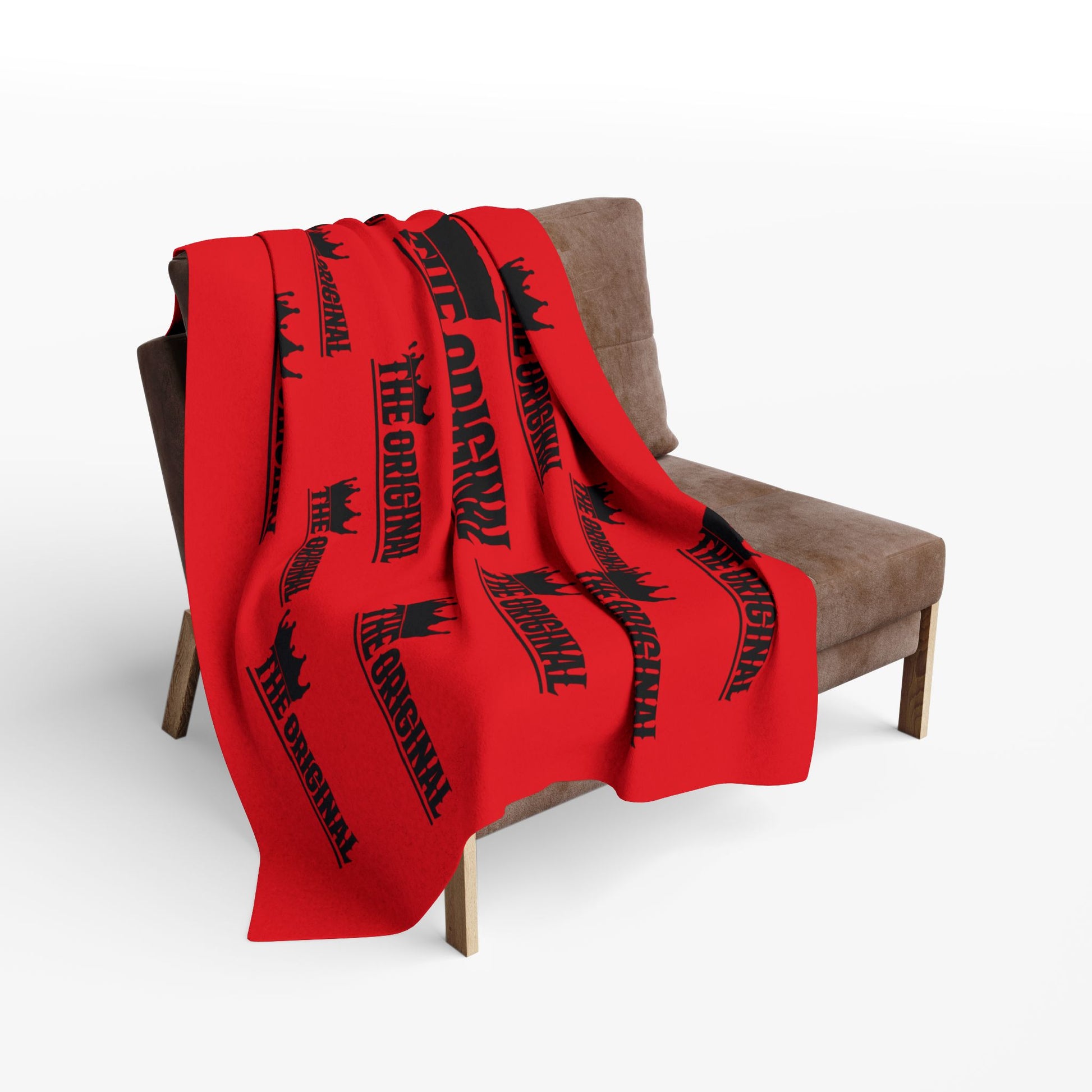 Red fleece blanket with black THE ORIGINAL logo – Christian faithwear style