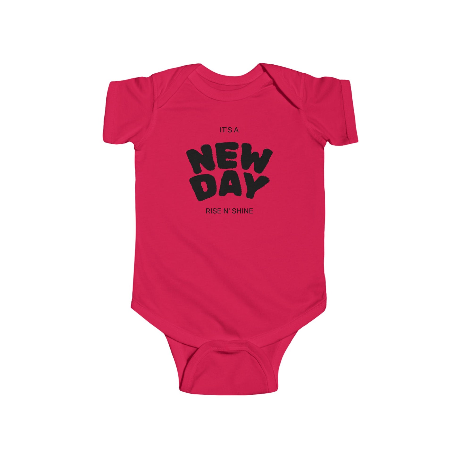 baby bodysuit with bold line design, unisex, front view on white background