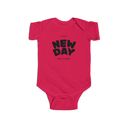 baby bodysuit with bold line design, unisex, front view on white background