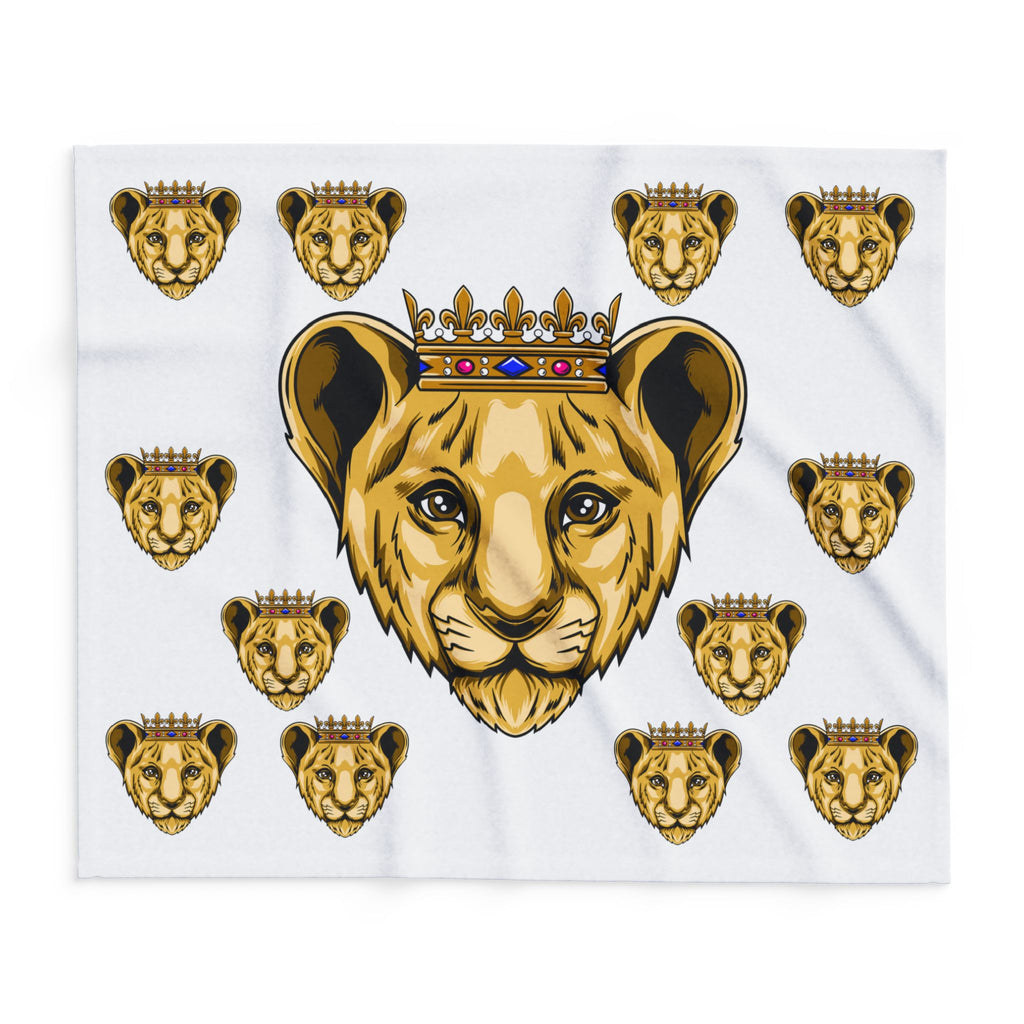 Flat lay Elegant white fleece throw with PRINCE print – Christian home decor