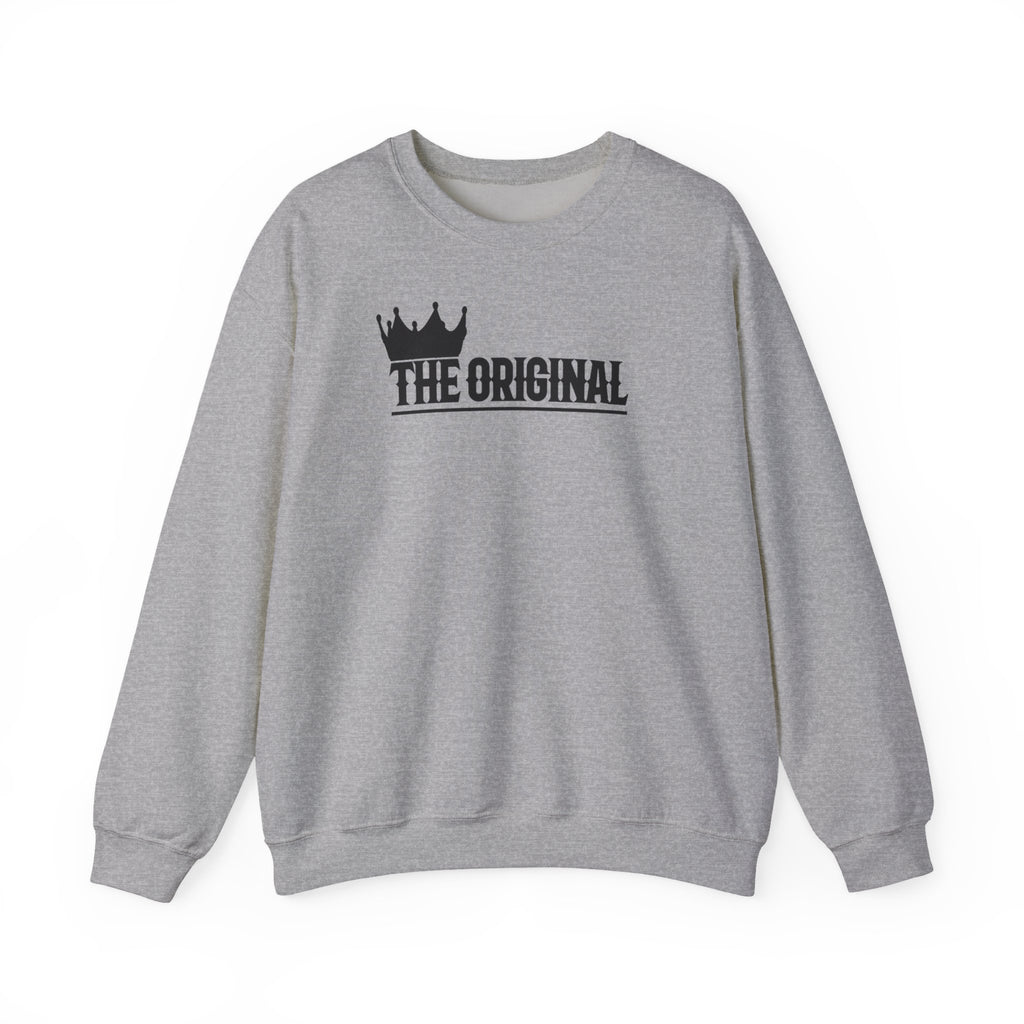 Flat lay of The Original sweatshirt with black chest imprint - faithwear