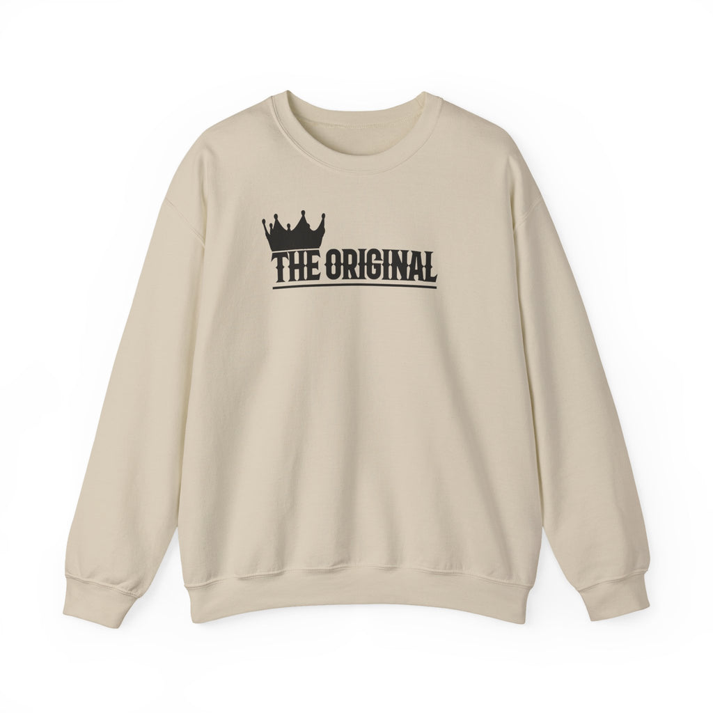 Minimalist unisex sweatshirt front with subtle The Original branding