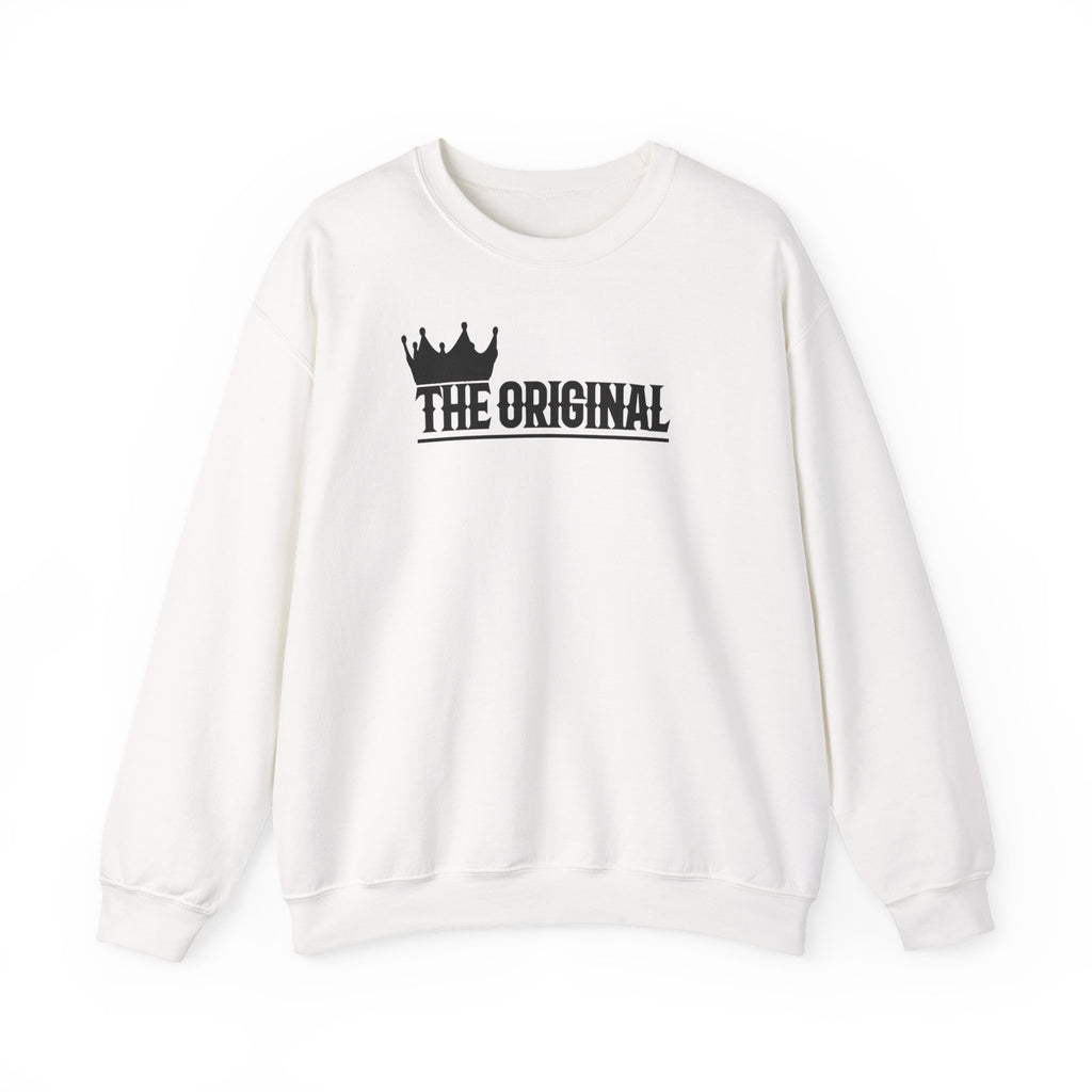 Faith-based streetwear sweatshirt flat lay with tone-on-tone logo