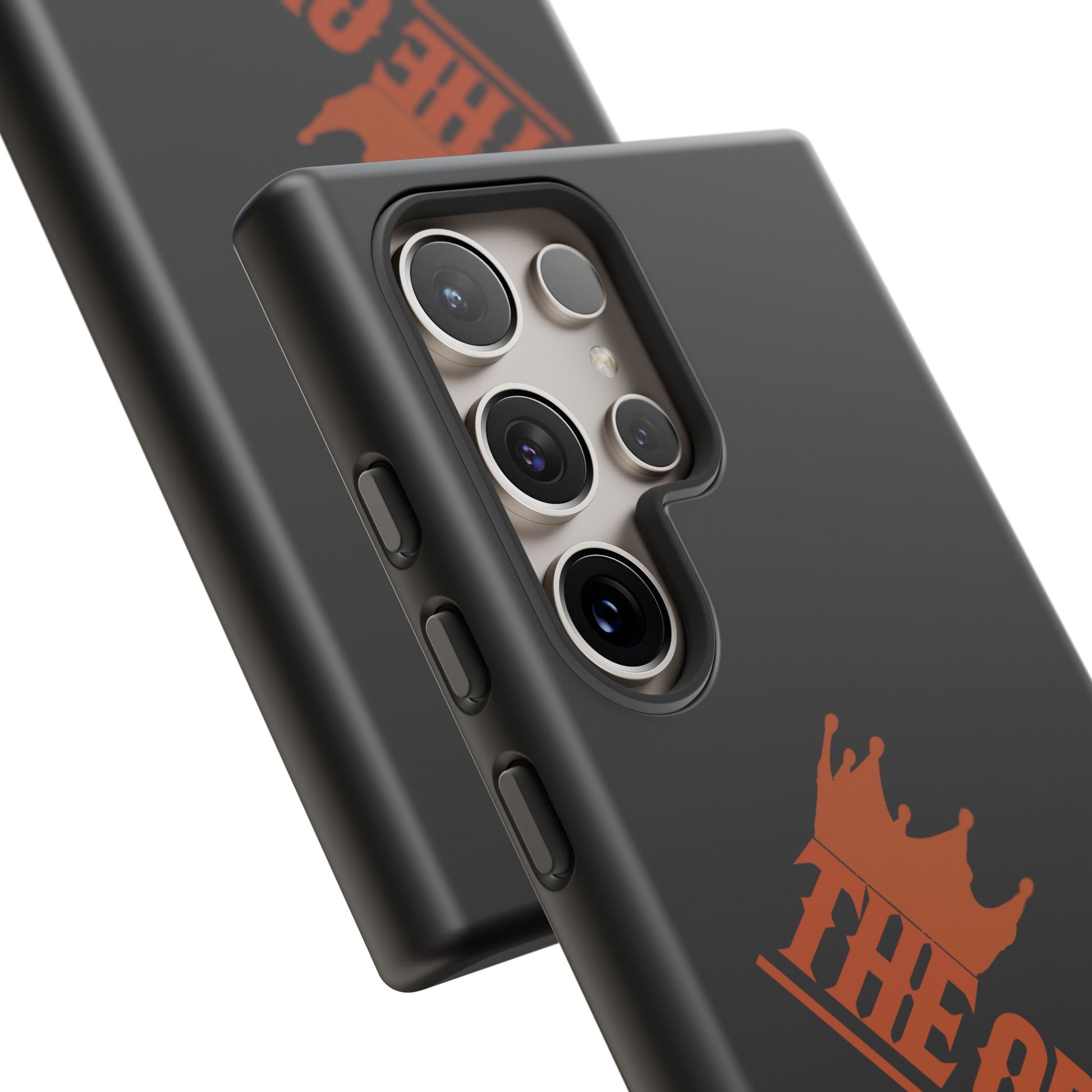 Black phone case with red THE ORIGINAL brand text – Christian streetwear style