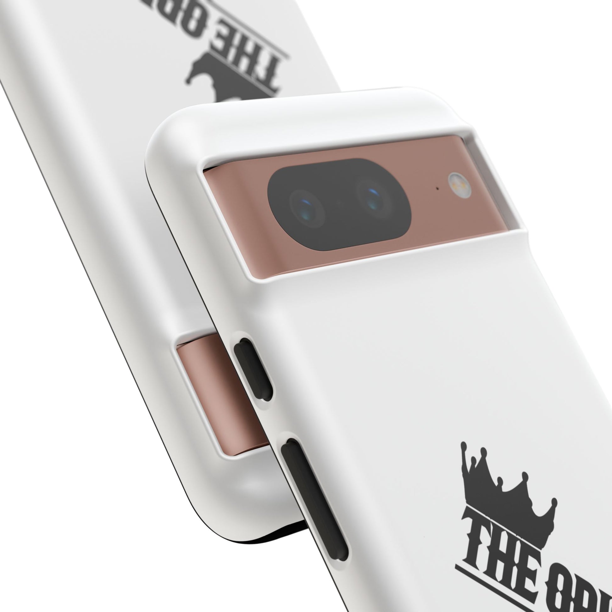 White Christian phone case with black The Original print – durable dual-layer protection with faith-based style