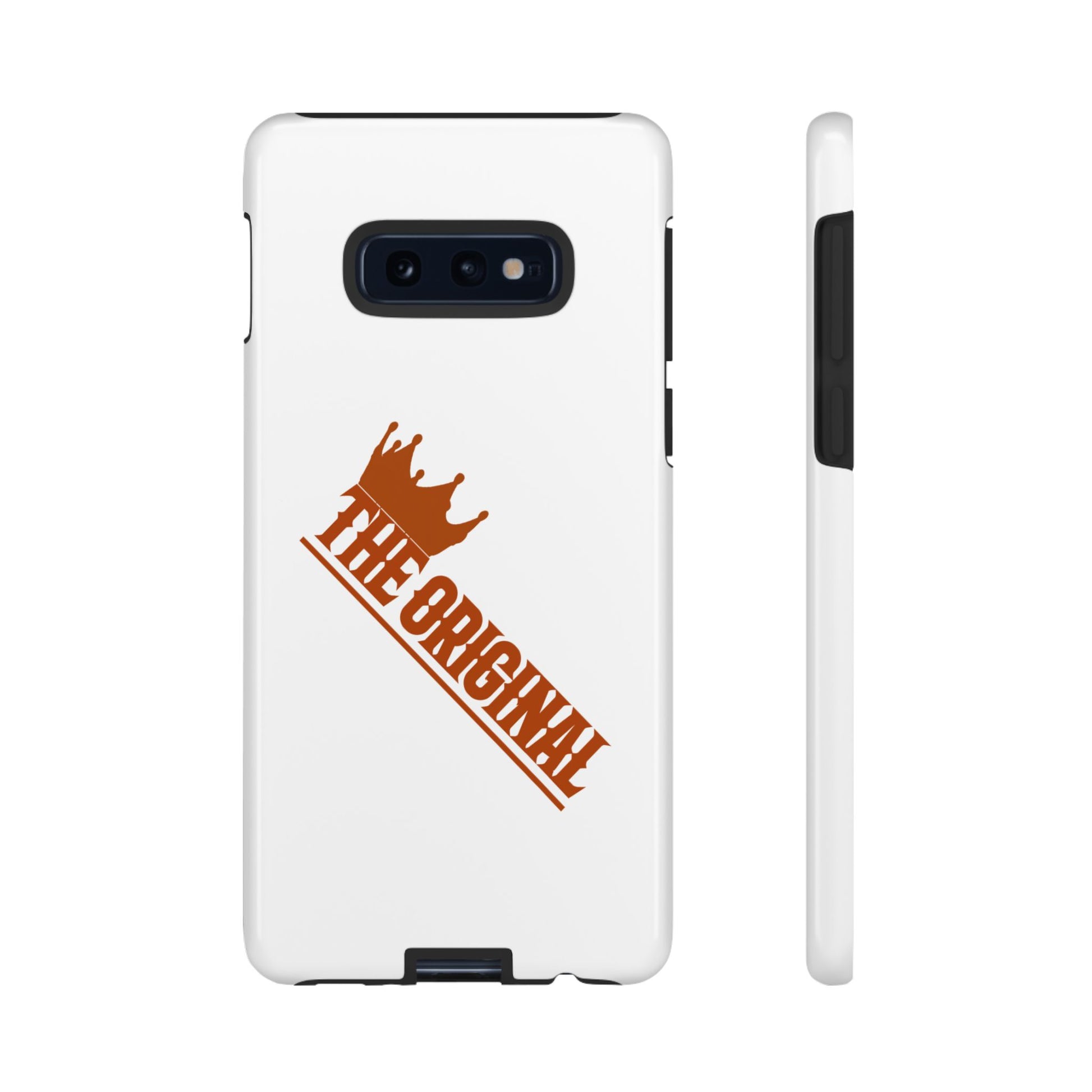 White phone case with red THE ORIGINAL brand text – Christian streetwear style
