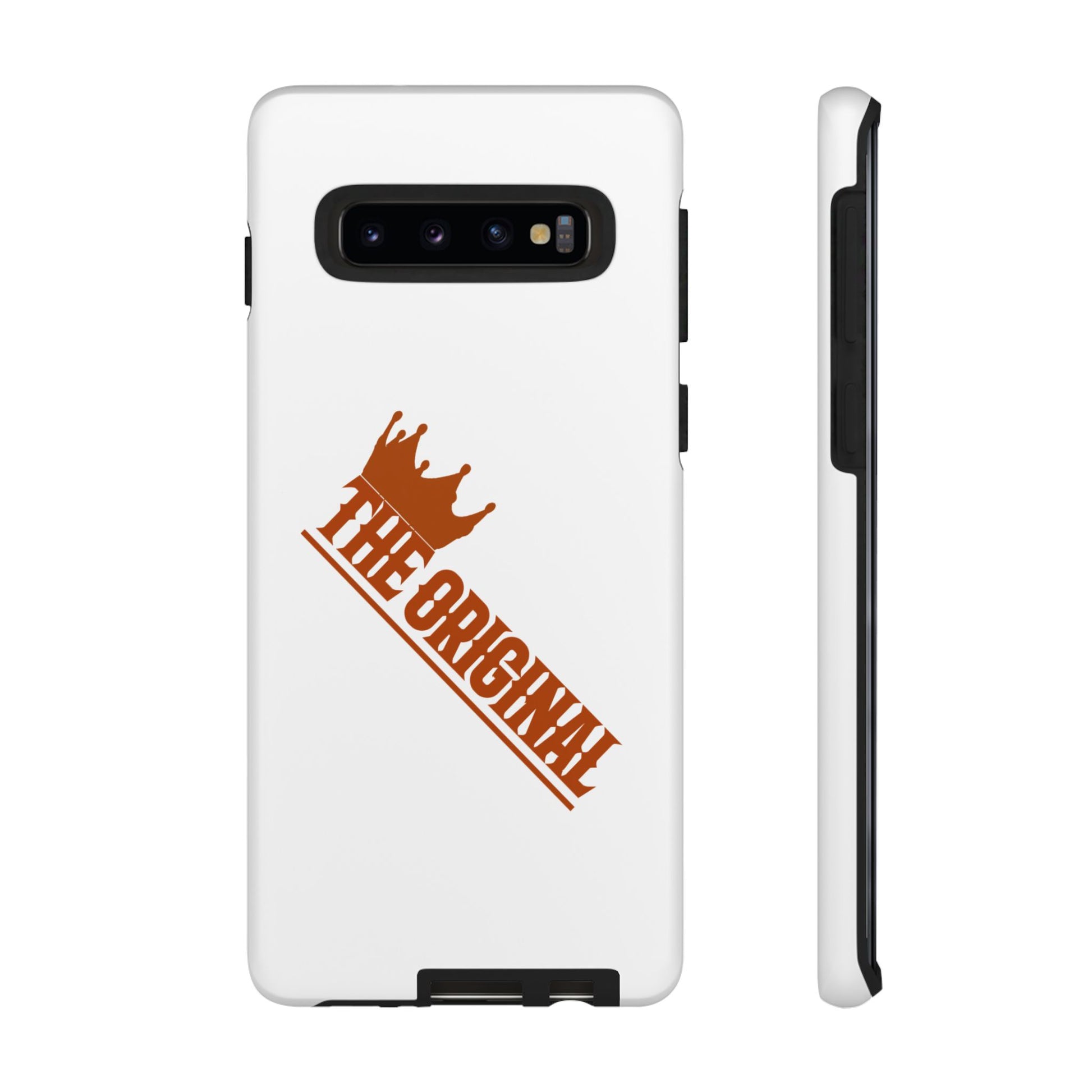 White phone case with red THE ORIGINAL brand text – Christian streetwear style