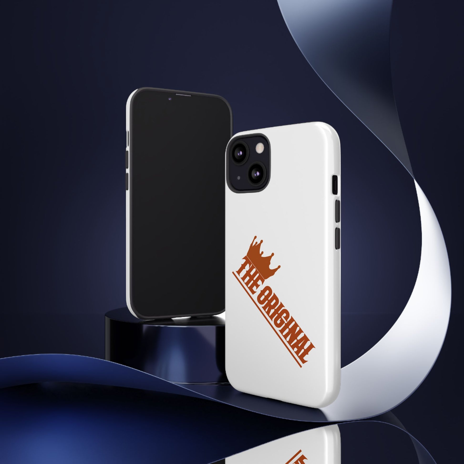 White phone case with red THE ORIGINAL brand text – Christian streetwear style