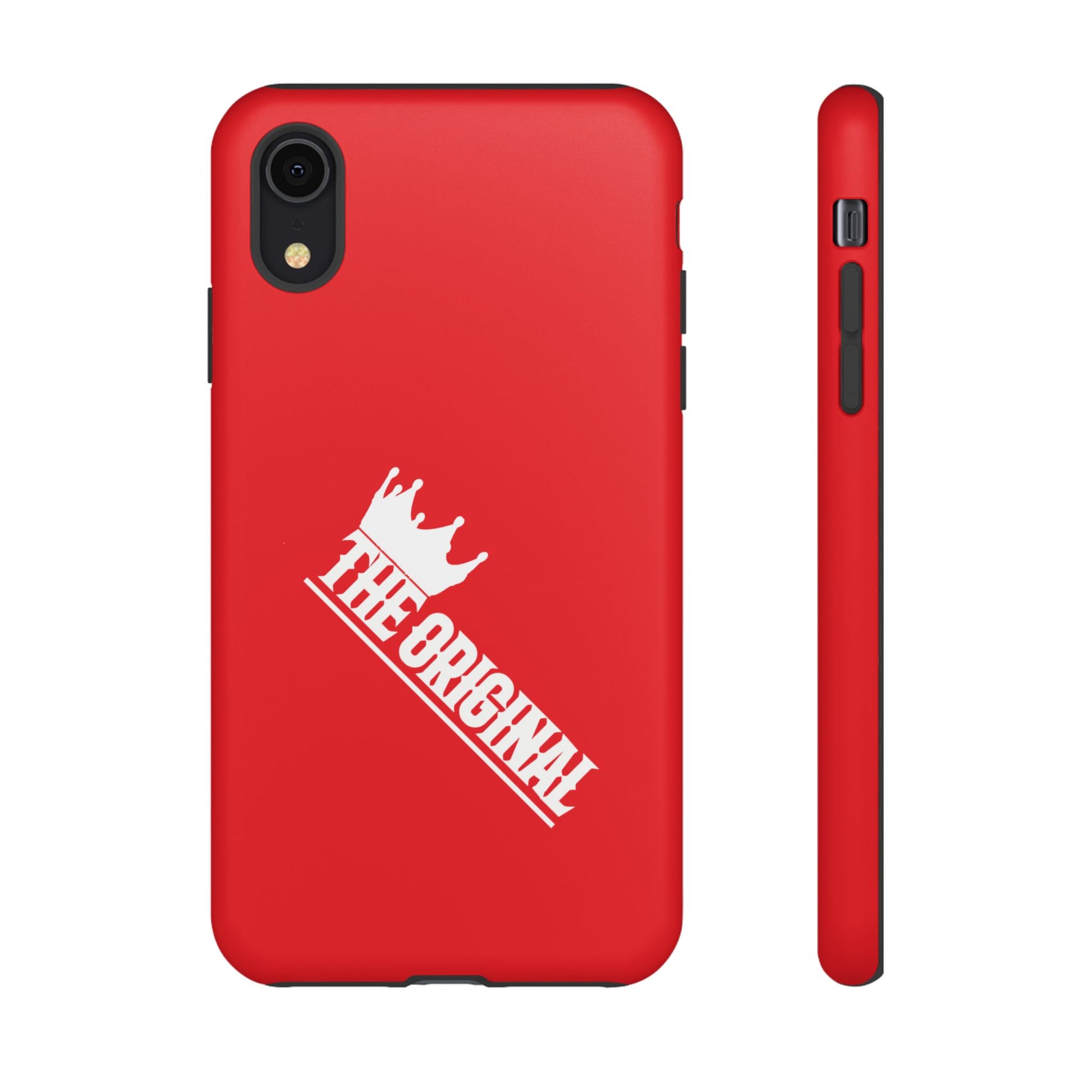 Red phone case with white THE ORIGINAL logo – Christian streetwear style