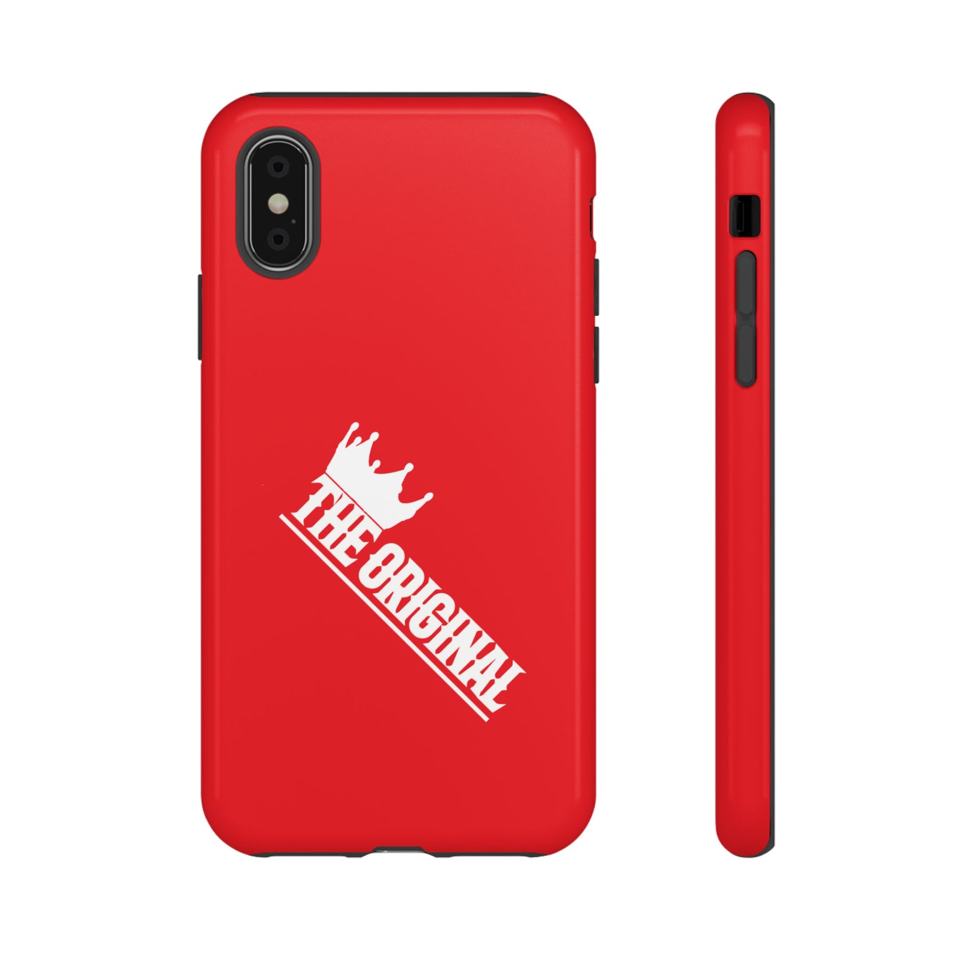 Red phone case with white THE ORIGINAL logo – Christian streetwear style