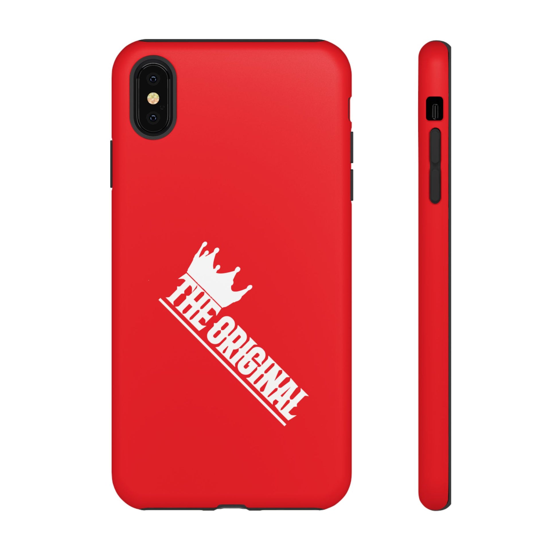 Red phone case with white THE ORIGINAL logo – Christian streetwear style