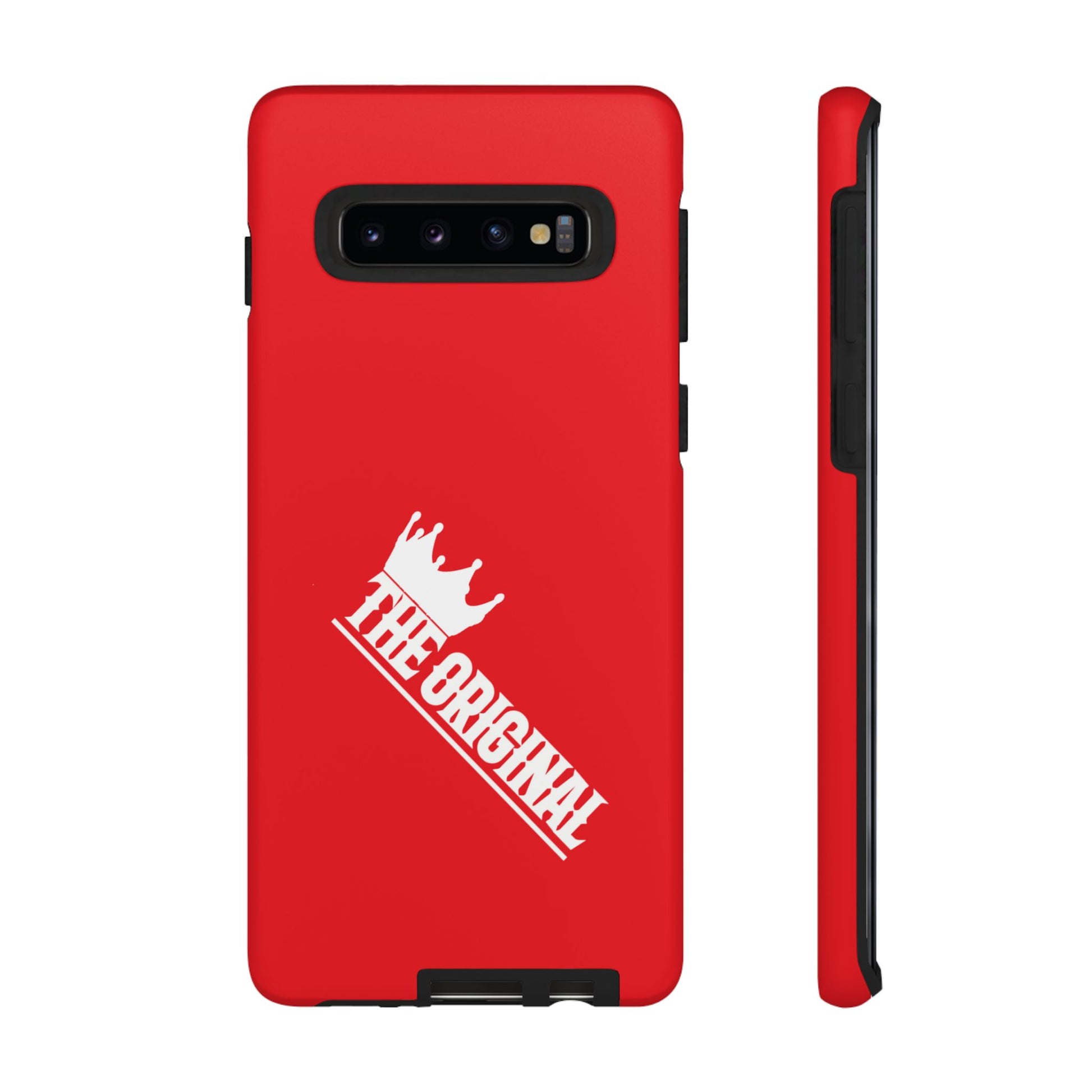Red phone case with white THE ORIGINAL logo – Christian streetwear style