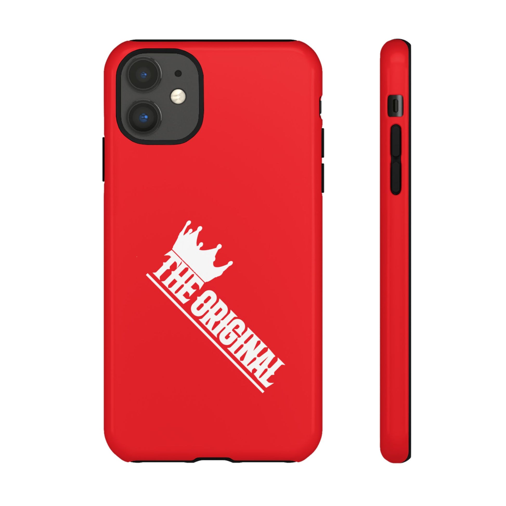 Red phone case with white THE ORIGINAL logo – Christian streetwear style
