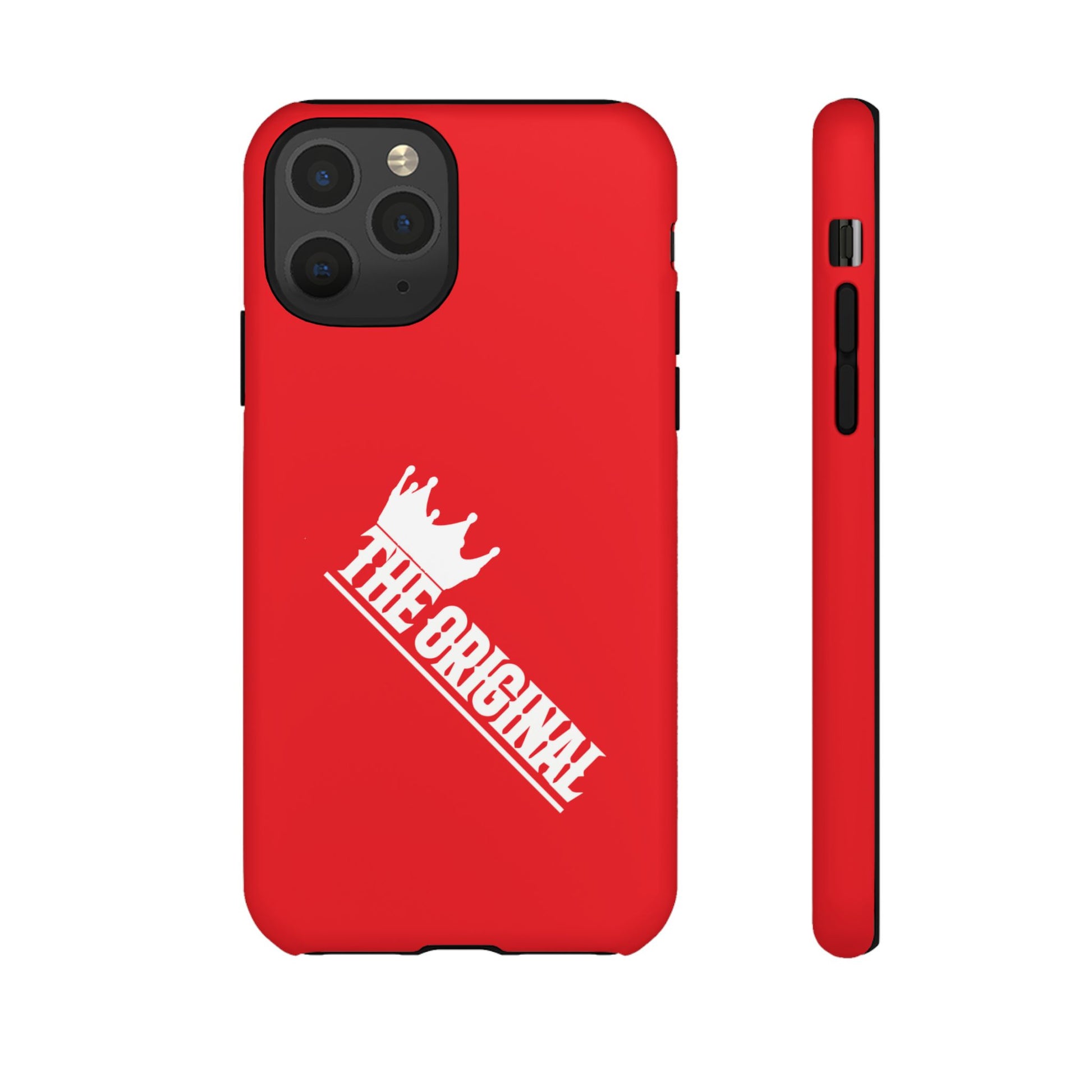 Red phone case with white THE ORIGINAL logo – Christian streetwear style