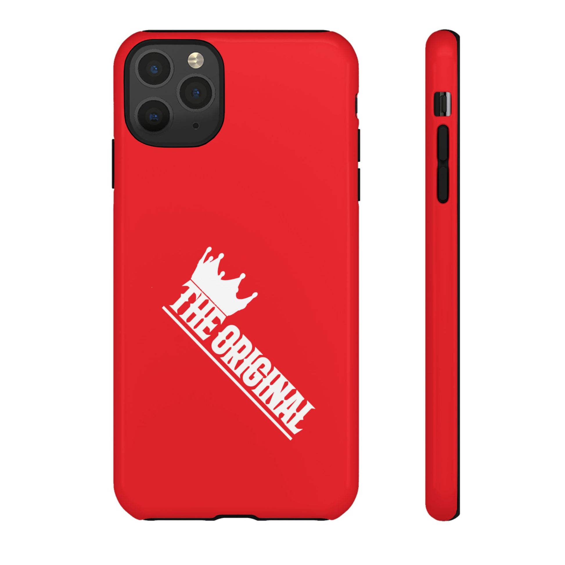 Red phone case with white THE ORIGINAL logo – Christian streetwear style
