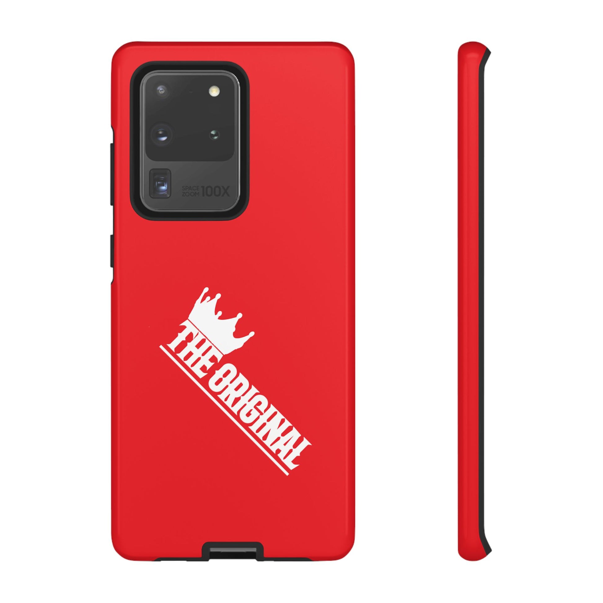 Red phone case with white THE ORIGINAL logo – Christian streetwear style