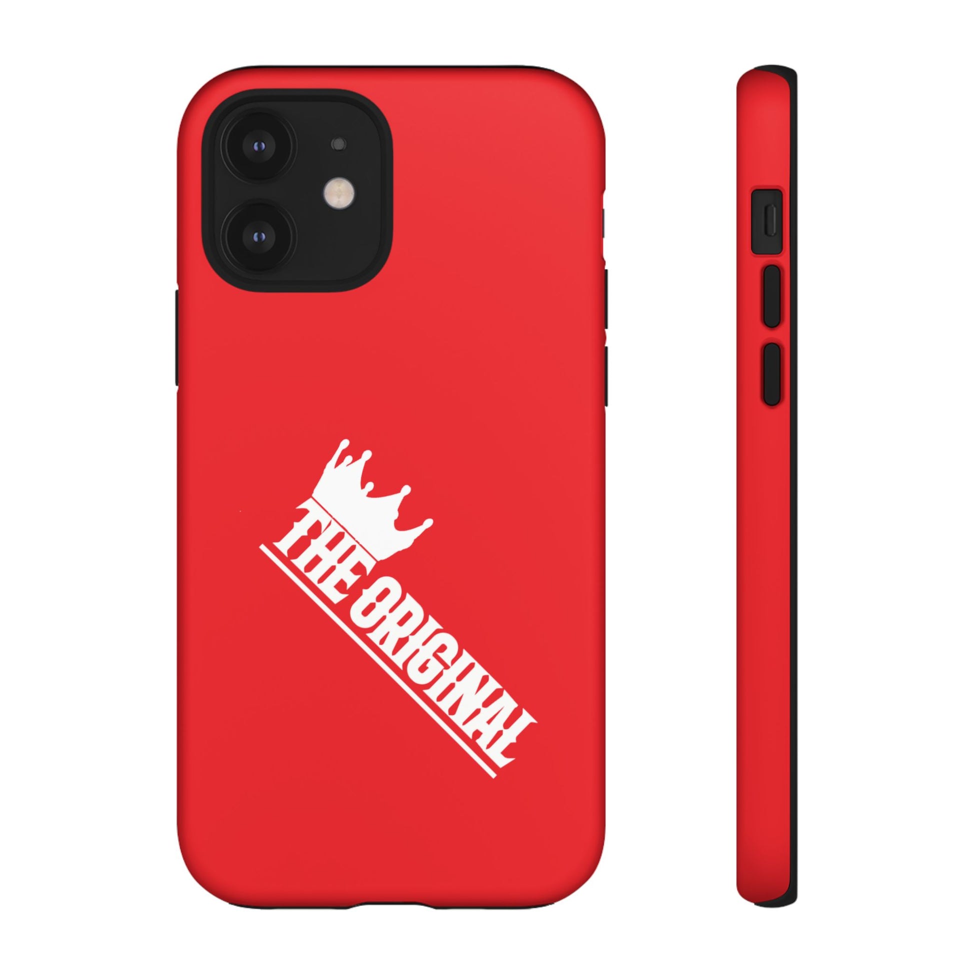 Red phone case with white THE ORIGINAL logo – Christian streetwear style
