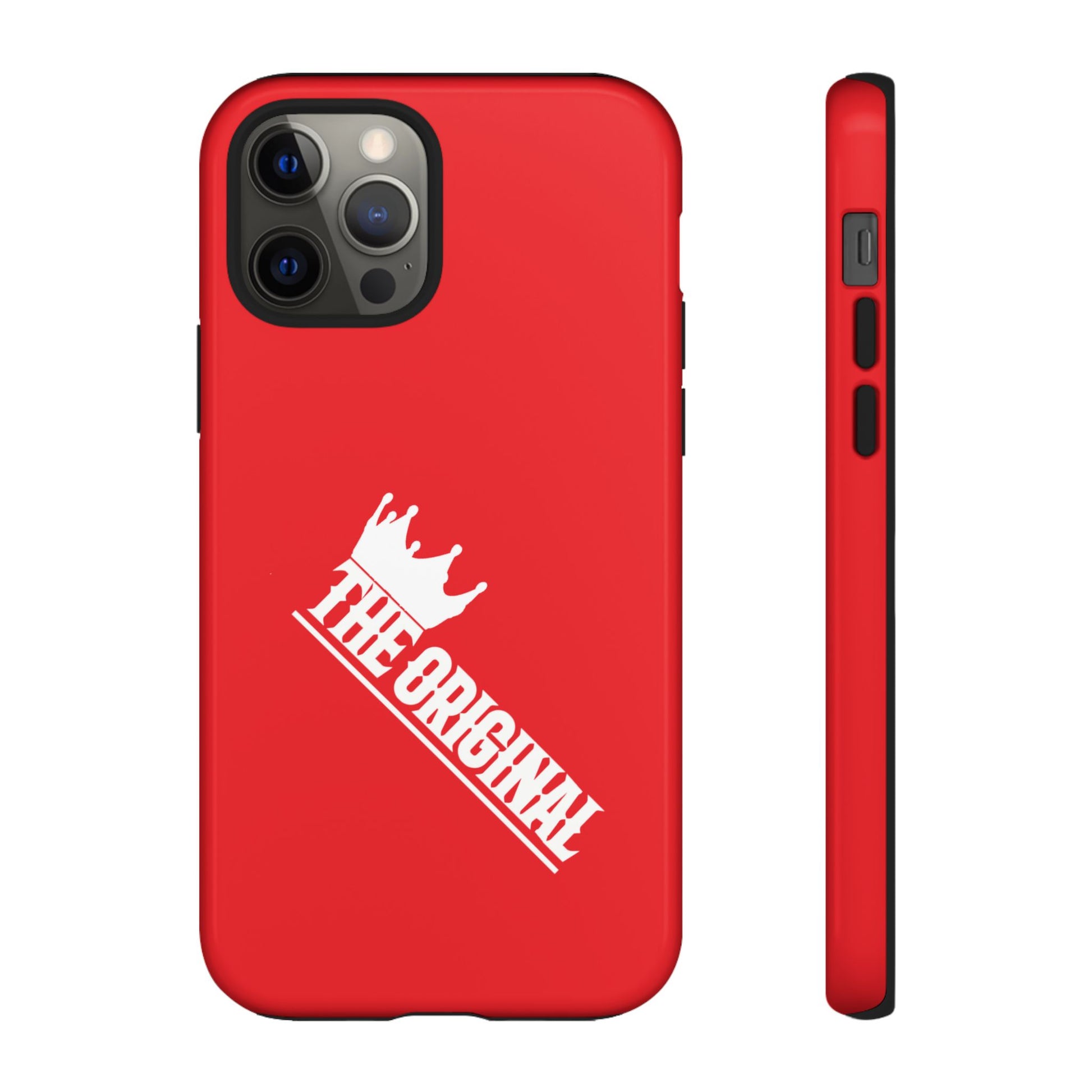 Red phone case with white THE ORIGINAL logo – Christian streetwear style
