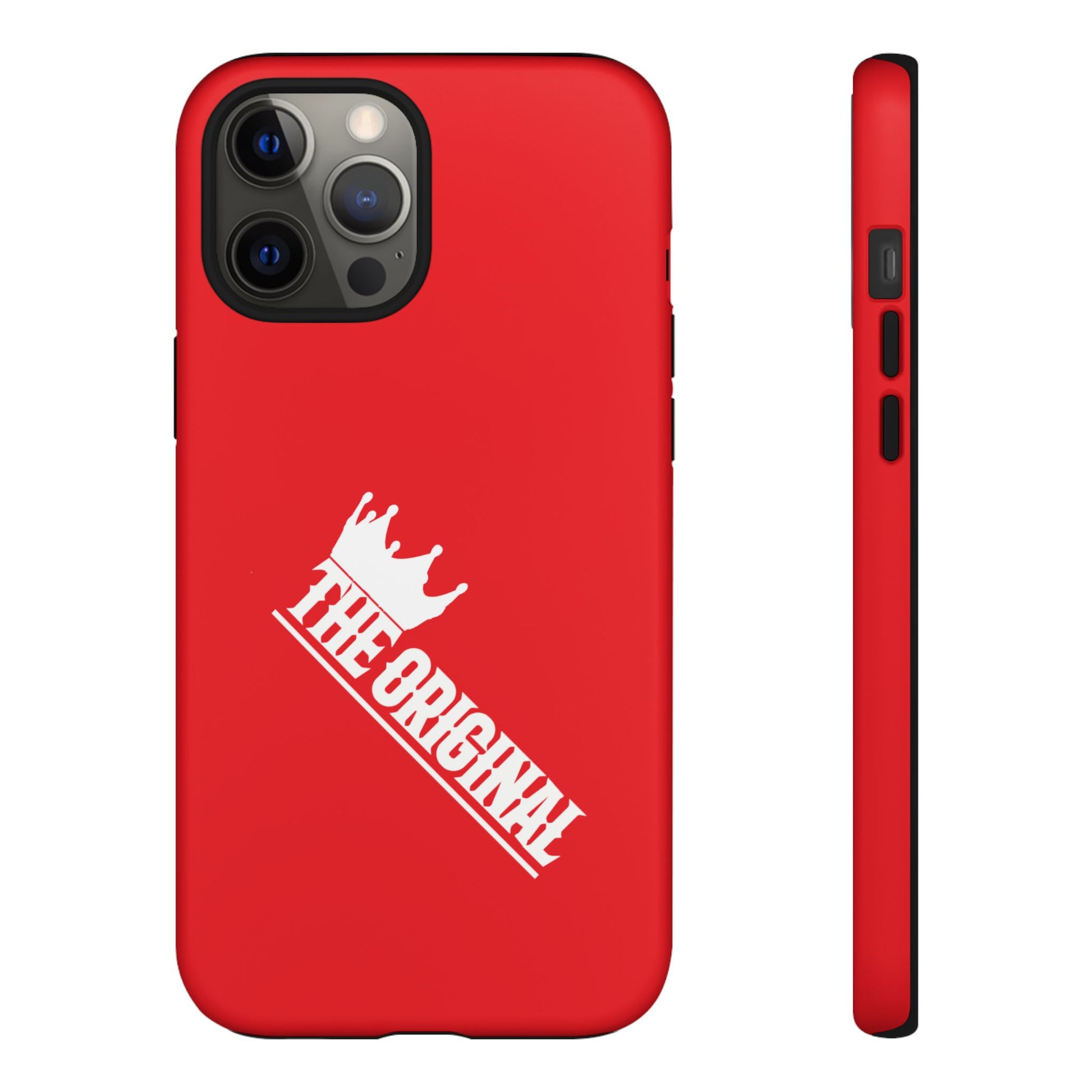 Red phone case with white THE ORIGINAL logo – Christian streetwear style
