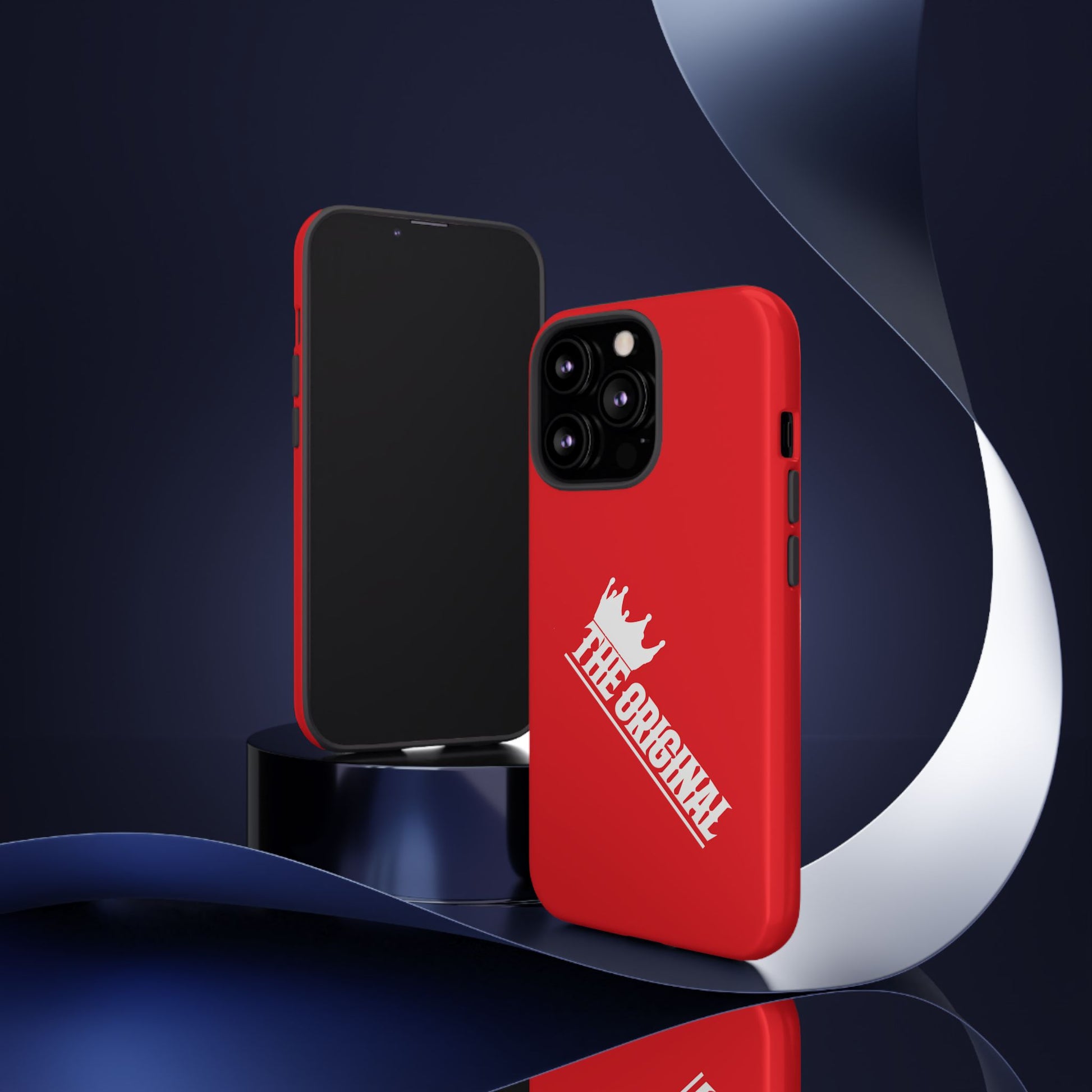 Red phone case with white THE ORIGINAL logo – Christian streetwear style