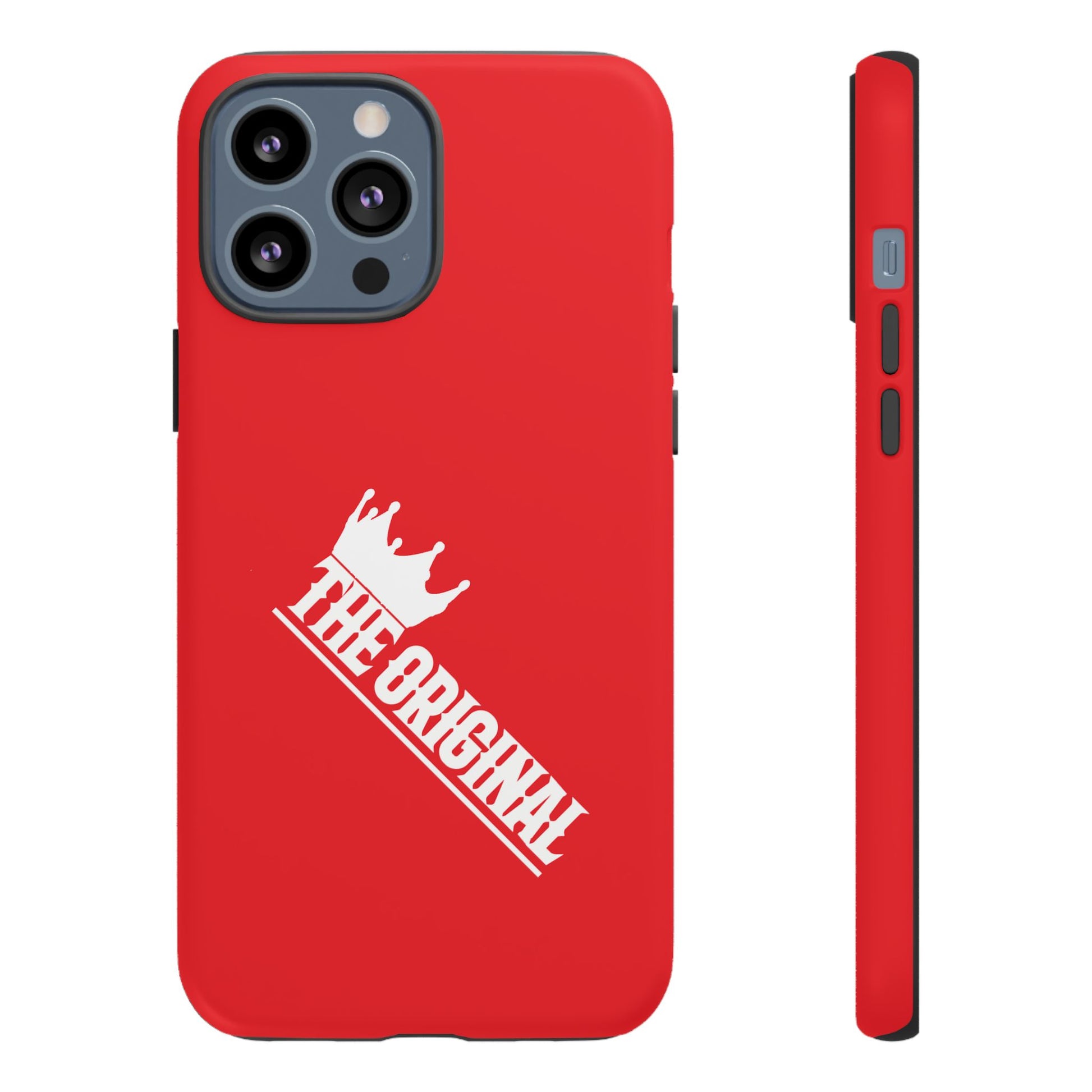 Red phone case with white THE ORIGINAL logo – Christian streetwear style