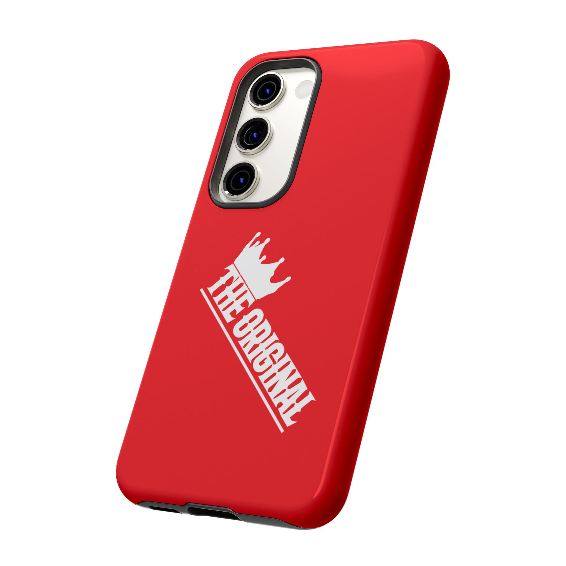 Red phone case with white THE ORIGINAL logo – Christian streetwear style
