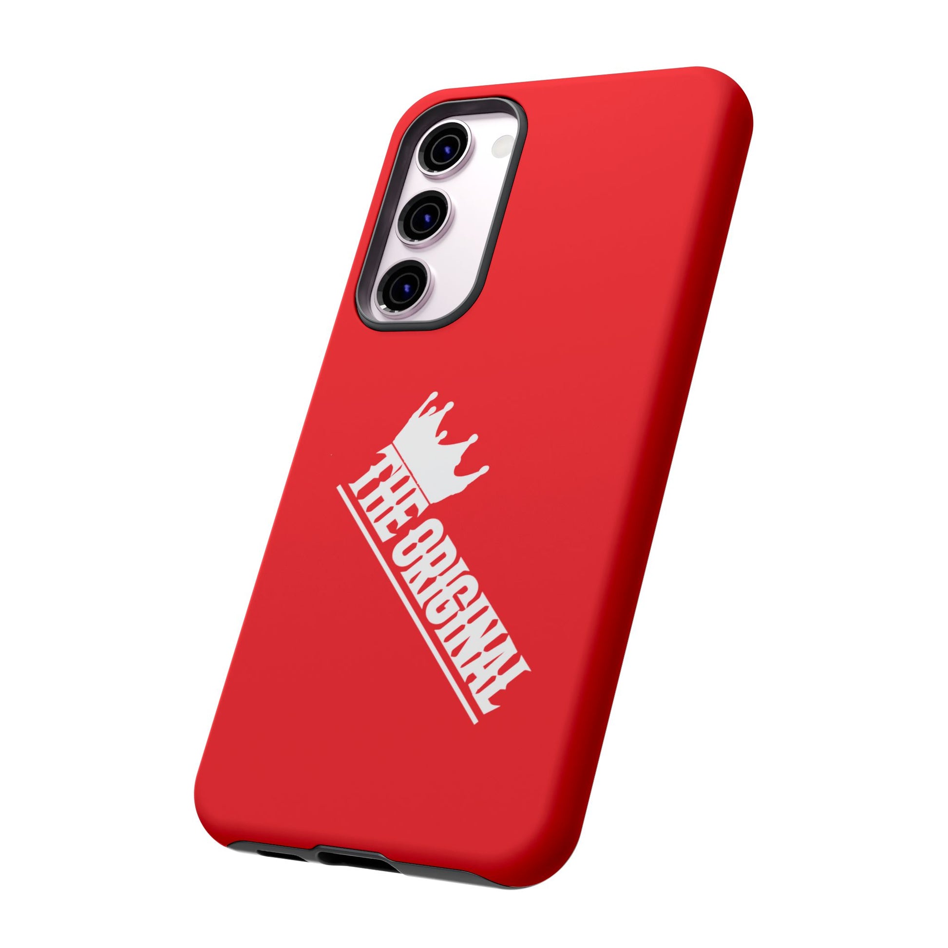 Red phone case with white THE ORIGINAL logo – Christian streetwear style