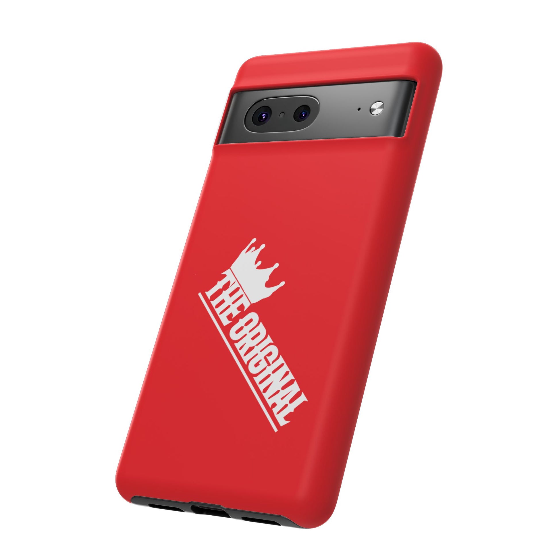 Red phone case with white THE ORIGINAL logo – Christian streetwear style