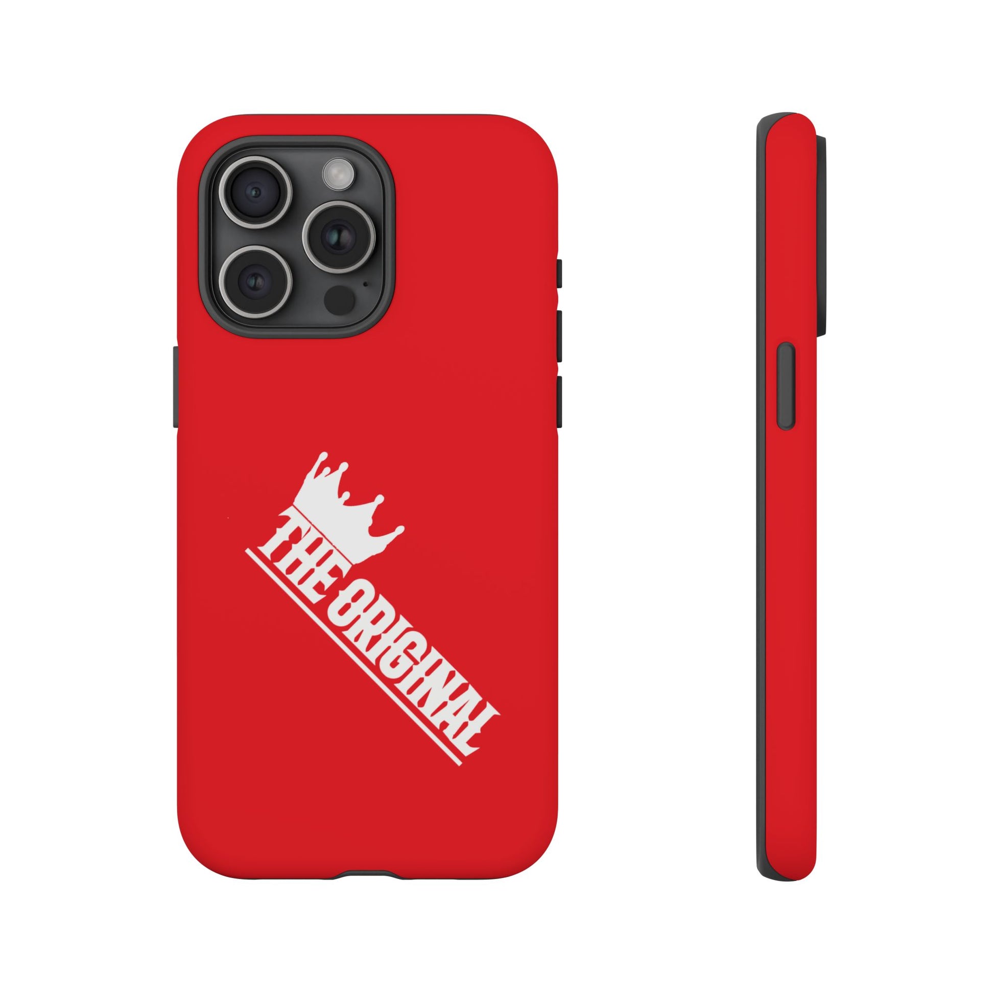 Red phone case with white THE ORIGINAL logo – Christian streetwear style
