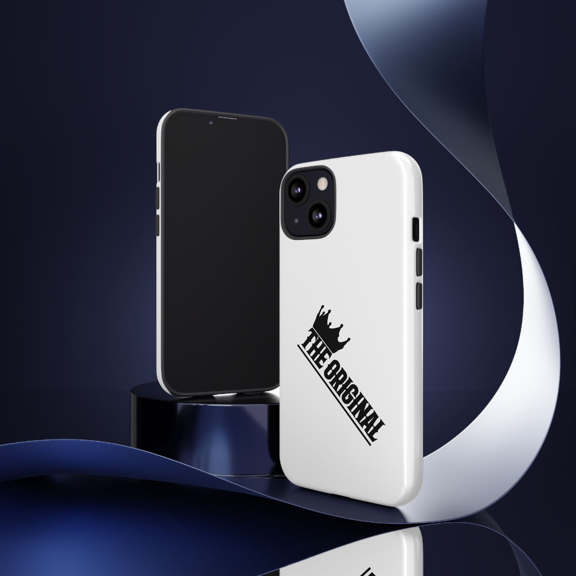 White Christian phone case with black The Original print – durable dual-layer protection with faith-based style