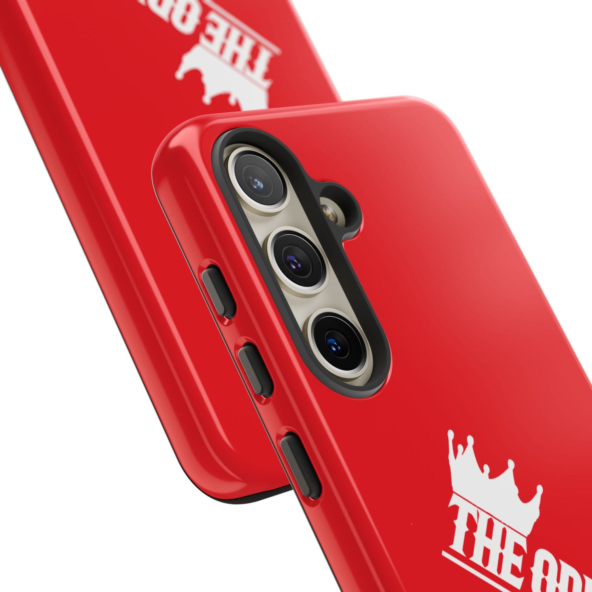 Red phone case with white THE ORIGINAL logo – Christian streetwear style
