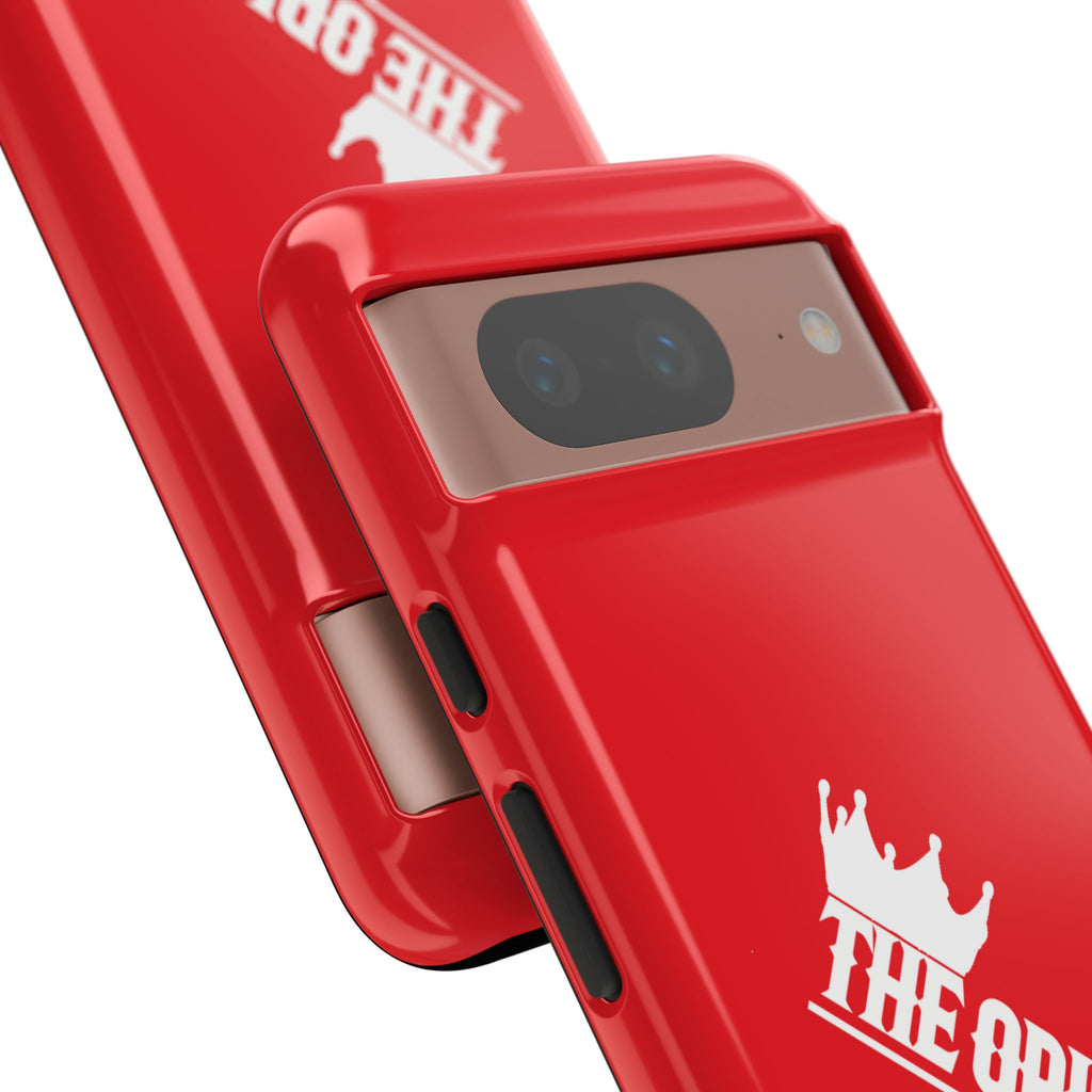 Red phone case with white THE ORIGINAL logo – Christian streetwear style