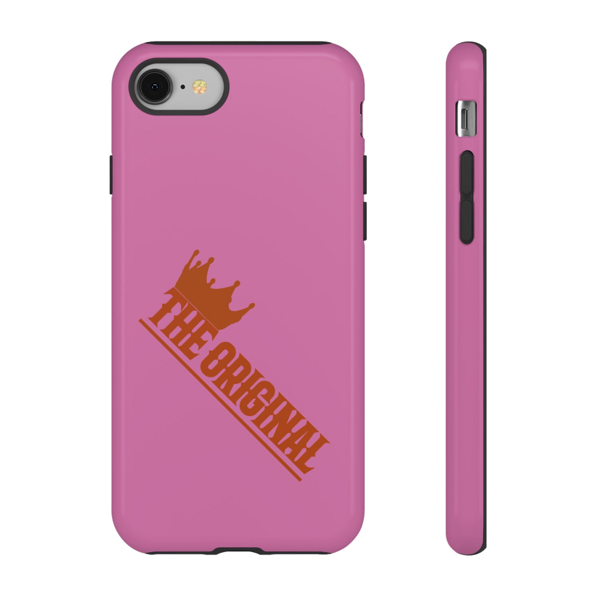 Pink phone case with red THE ORIGINAL logo – Christian streetwear style