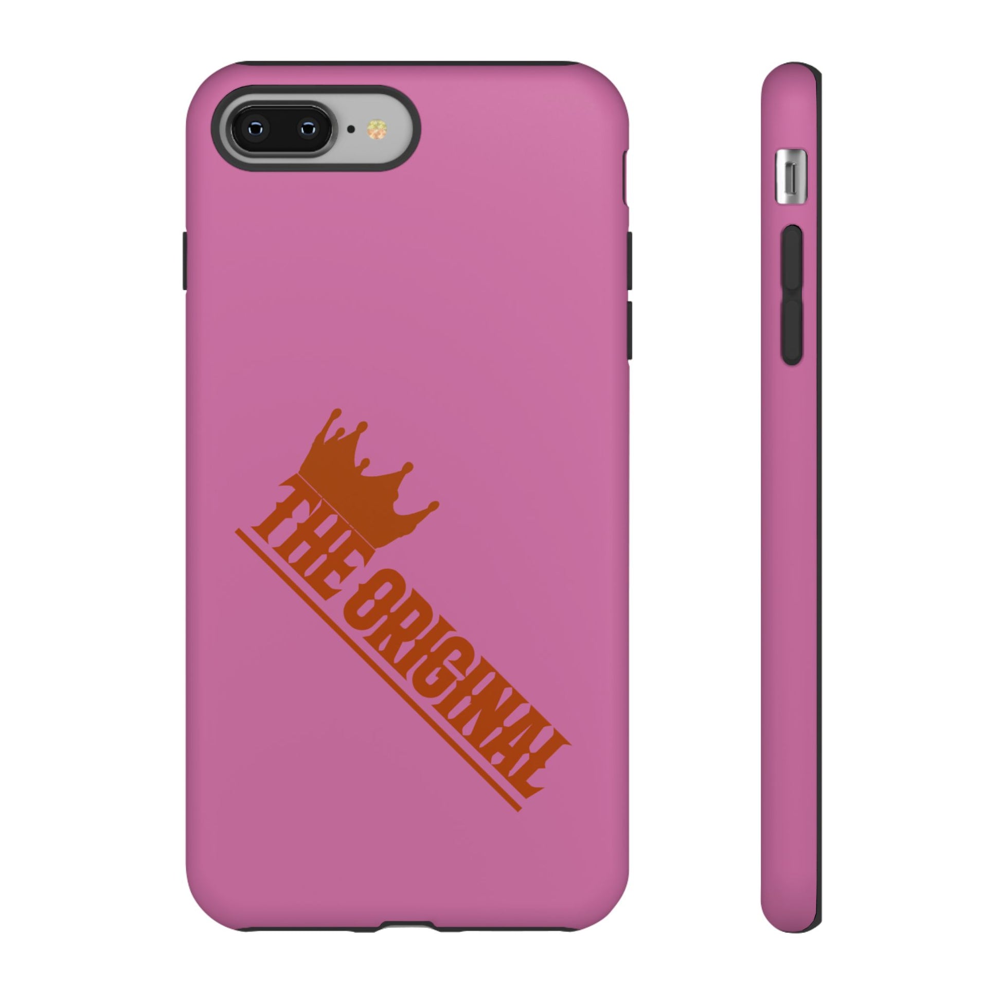 Pink phone case with red THE ORIGINAL logo – Christian streetwear style