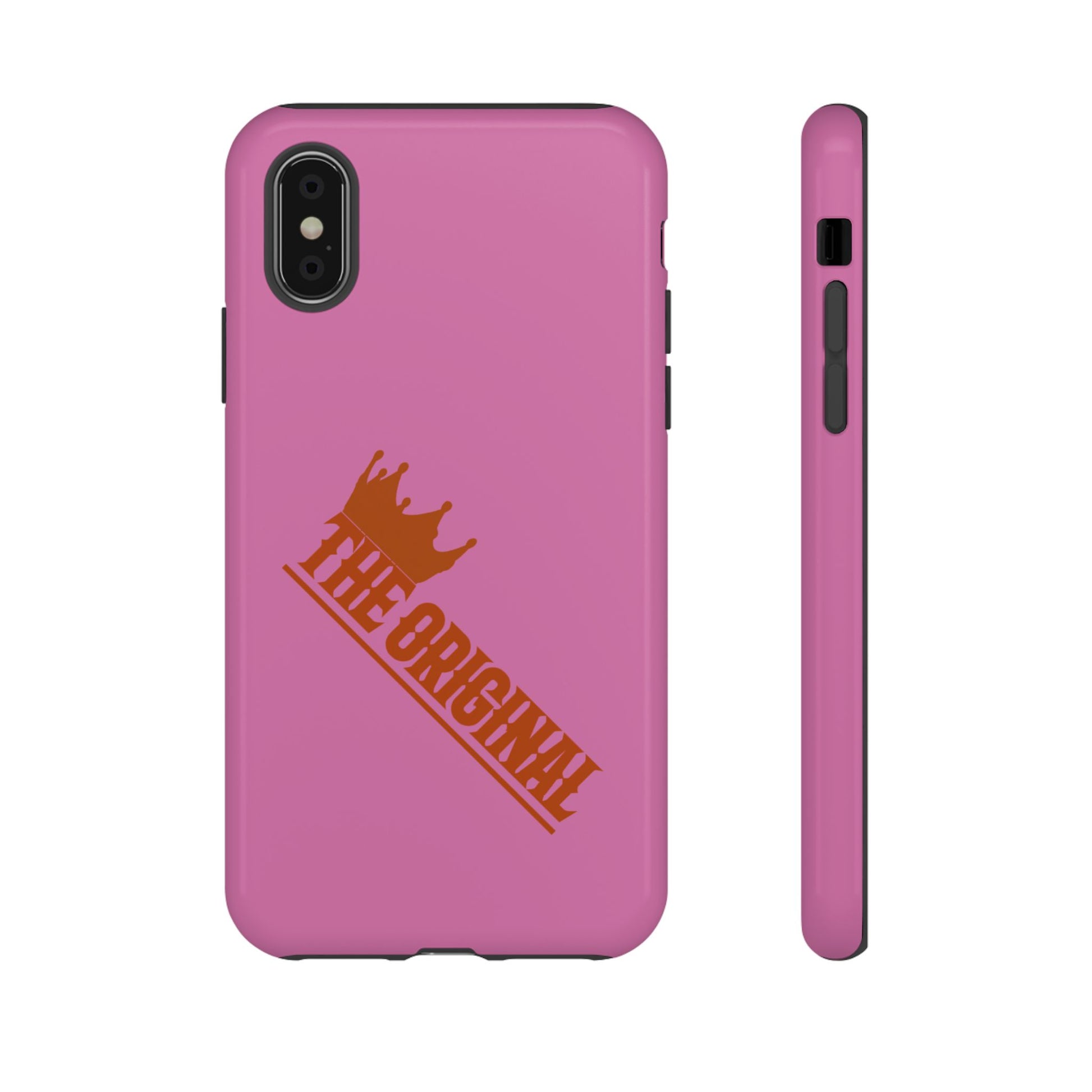 Pink phone case with red THE ORIGINAL logo – Christian streetwear style