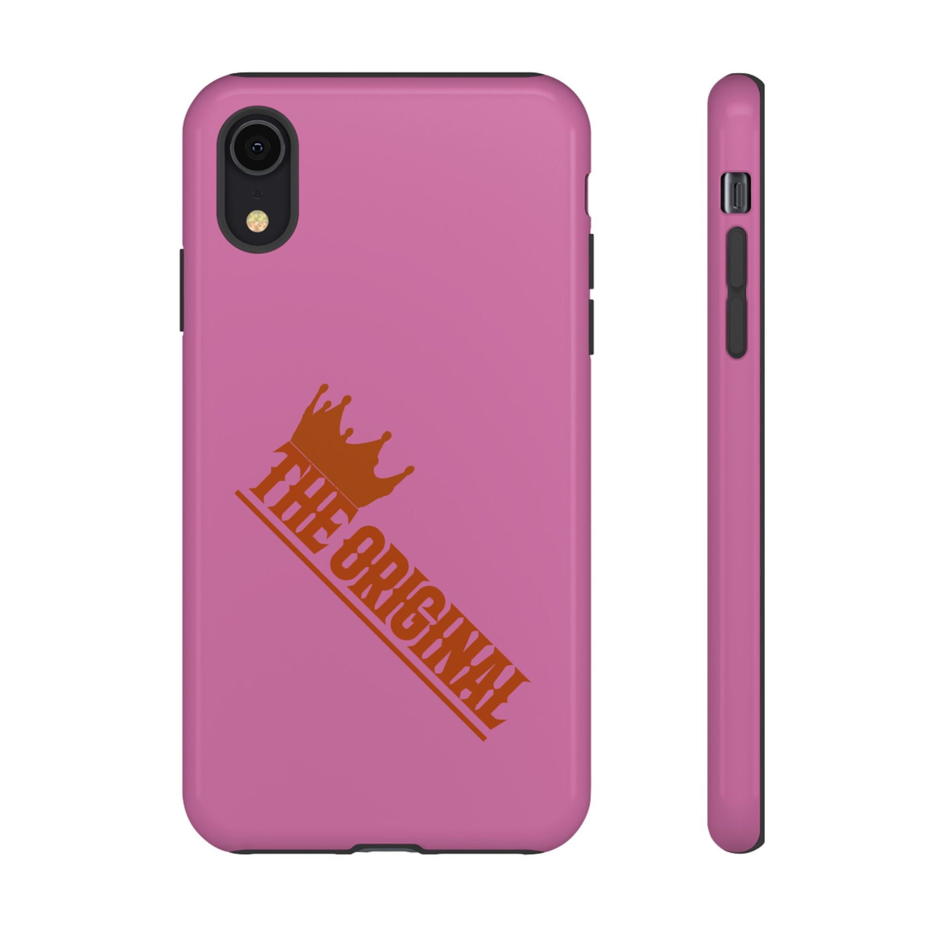 Pink phone case with red THE ORIGINAL logo – Christian streetwear style