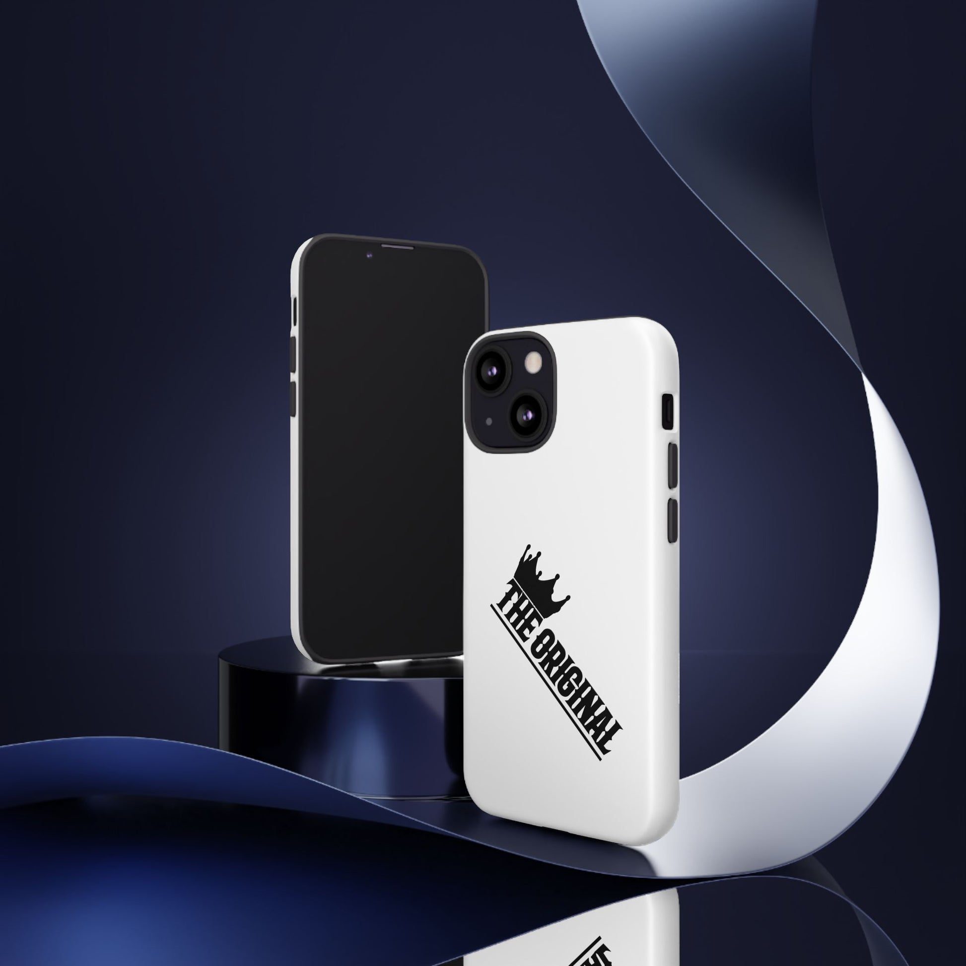 White Christian phone case with black The Original print – durable dual-layer protection with faith-based style