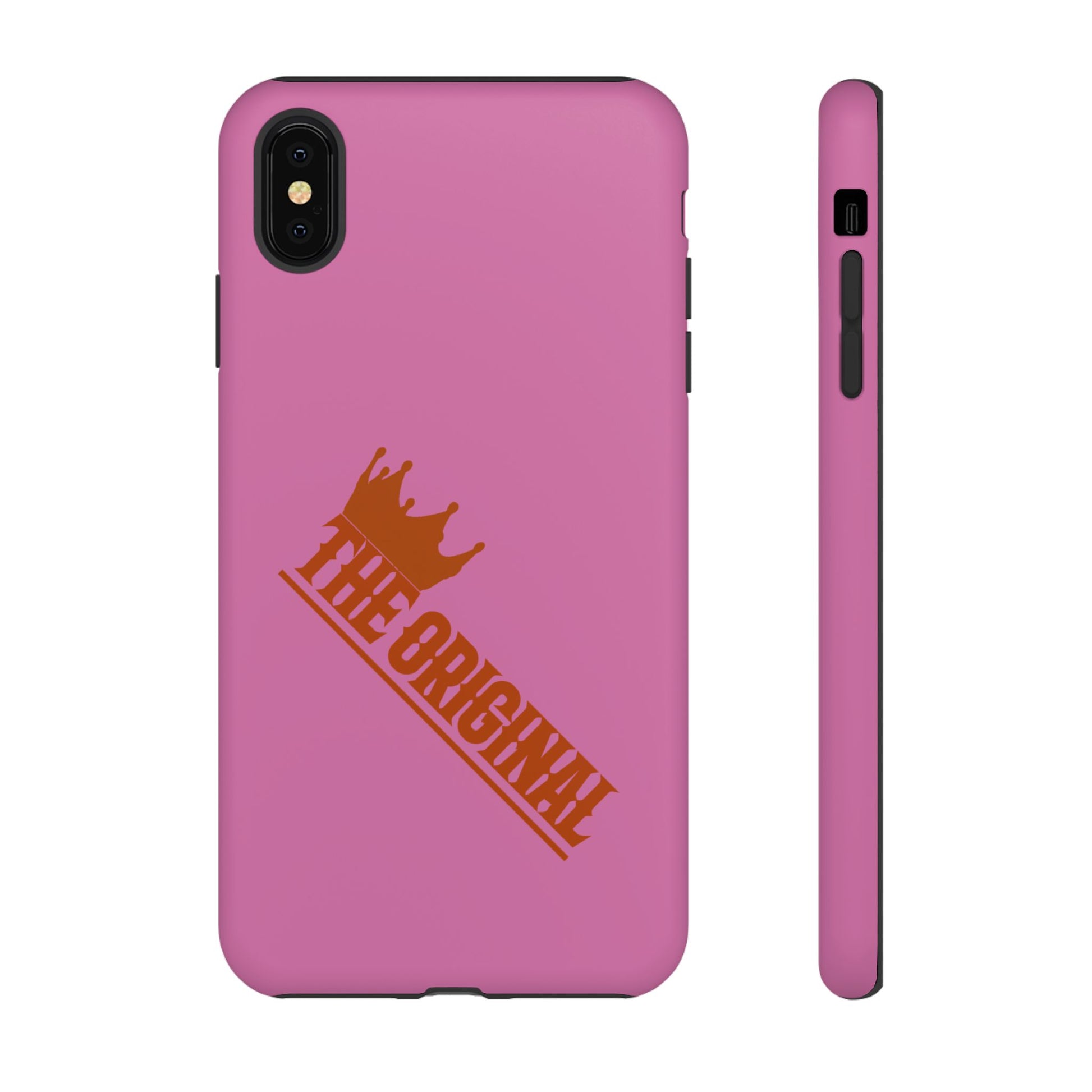 Pink phone case with red THE ORIGINAL logo – Christian streetwear style