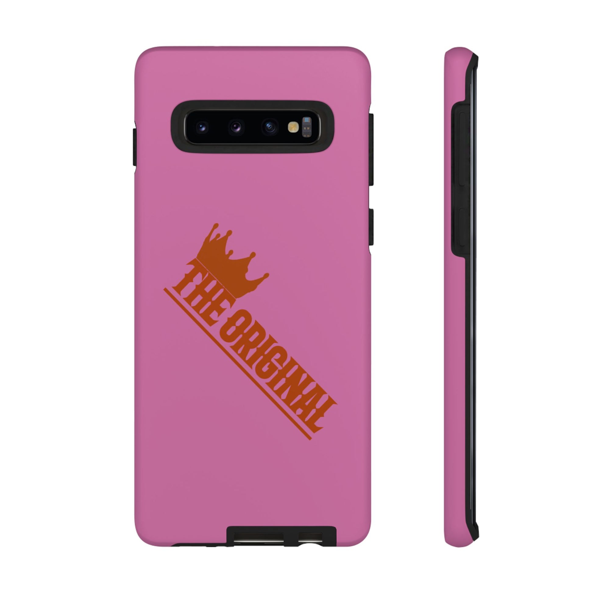 Pink phone case with red THE ORIGINAL logo – Christian streetwear style