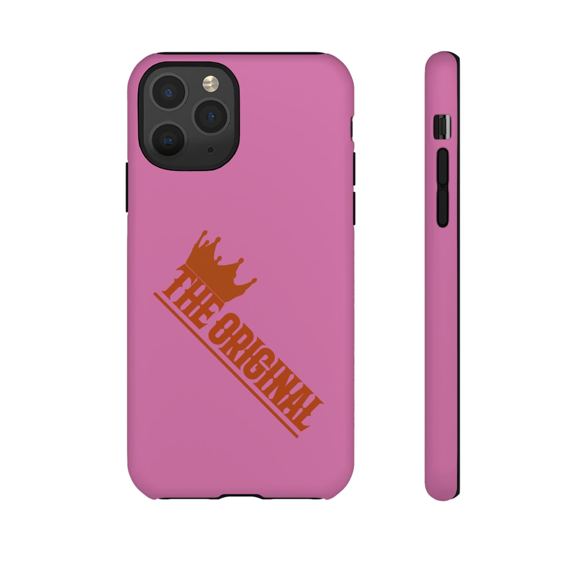 Pink phone case with red THE ORIGINAL logo – Christian streetwear style