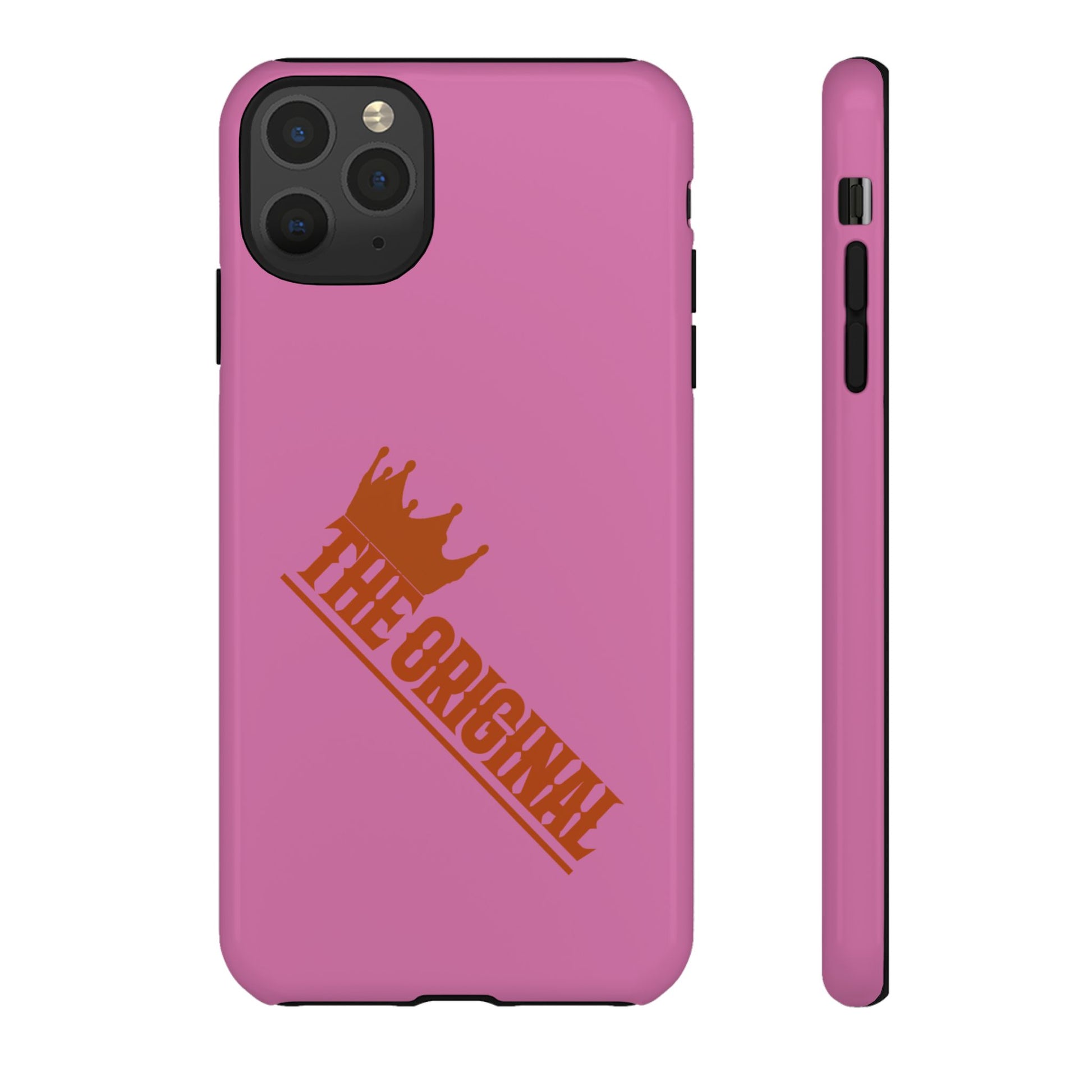 Pink phone case with red THE ORIGINAL logo – Christian streetwear style