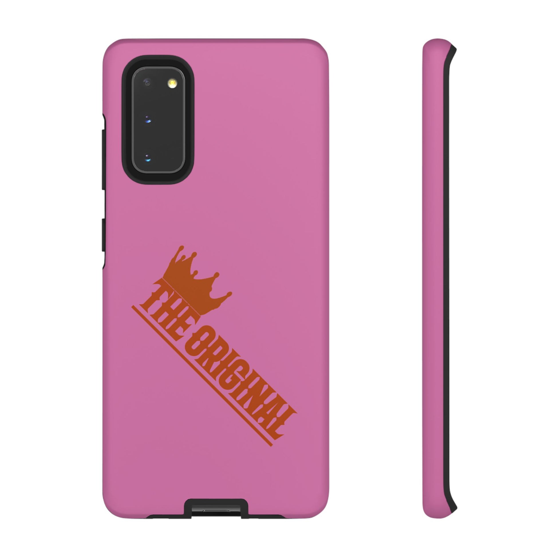 Pink phone case with red THE ORIGINAL logo – Christian streetwear style