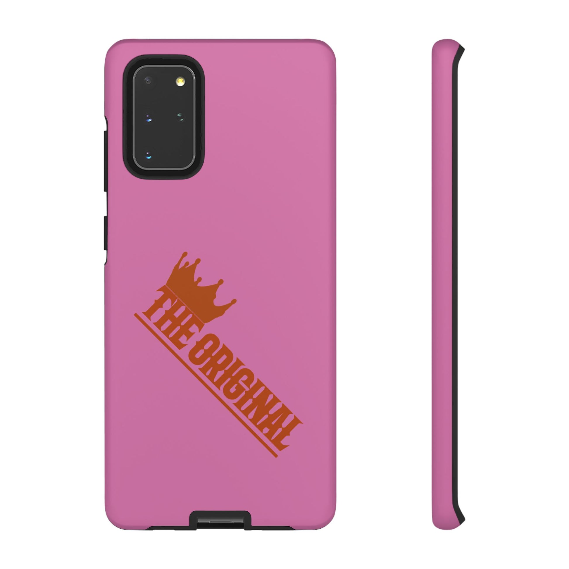 Pink phone case with red THE ORIGINAL logo – Christian streetwear style