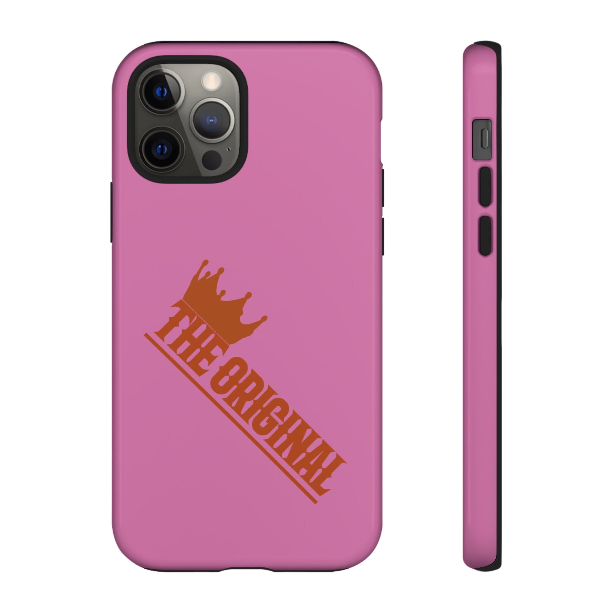 Pink phone case with red THE ORIGINAL logo – Christian streetwear style