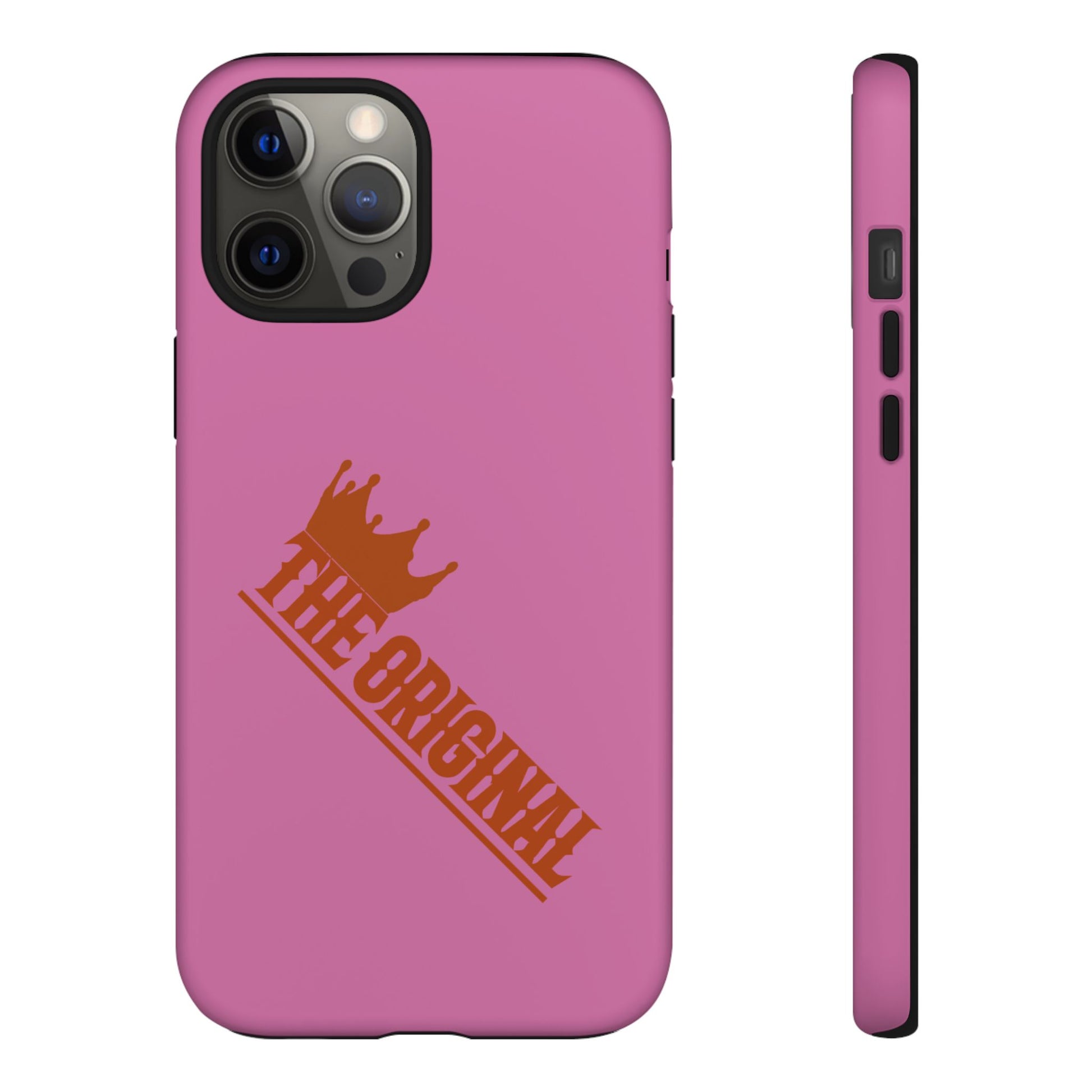 Pink phone case with red THE ORIGINAL logo – Christian streetwear style