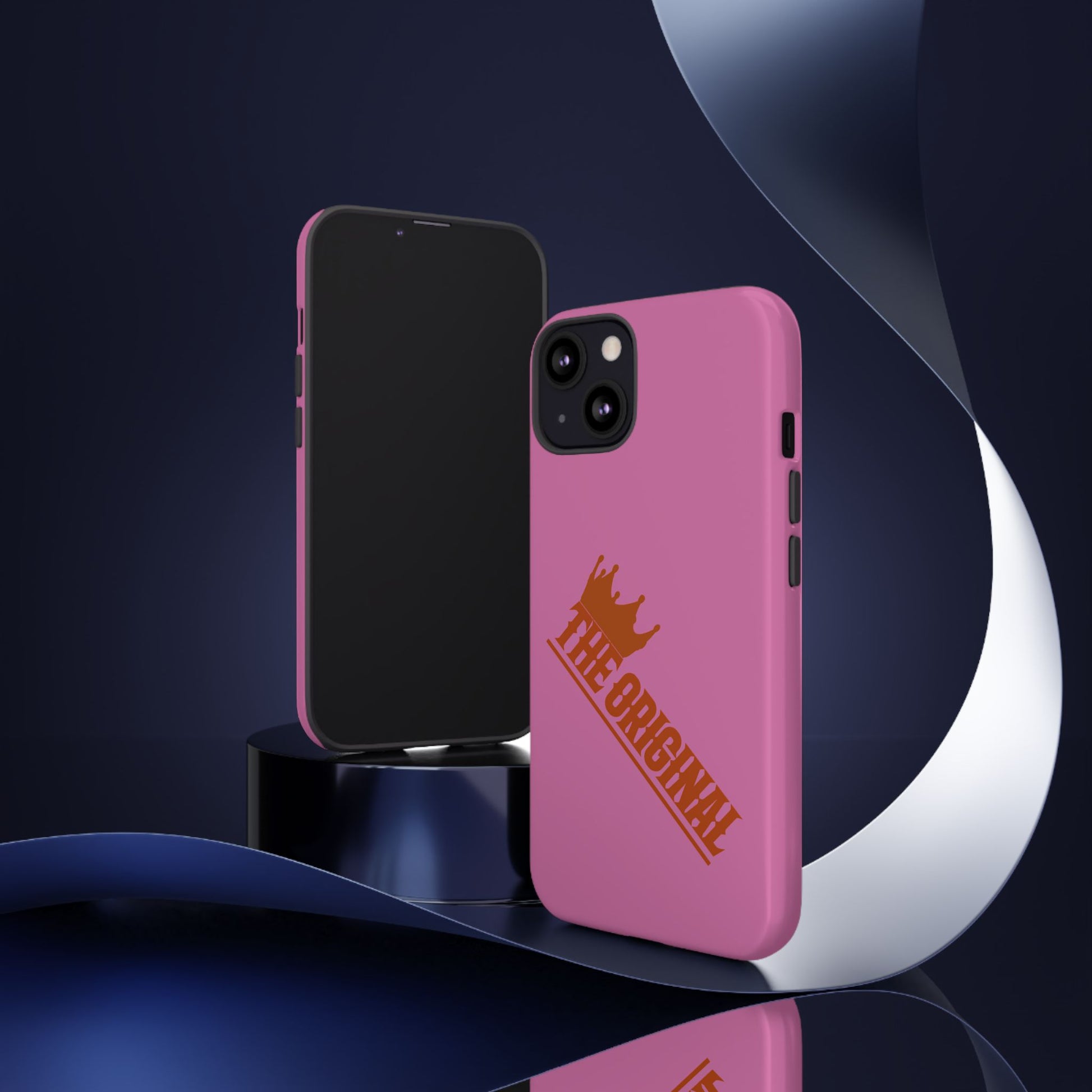 Pink phone case with red THE ORIGINAL logo – Christian streetwear style