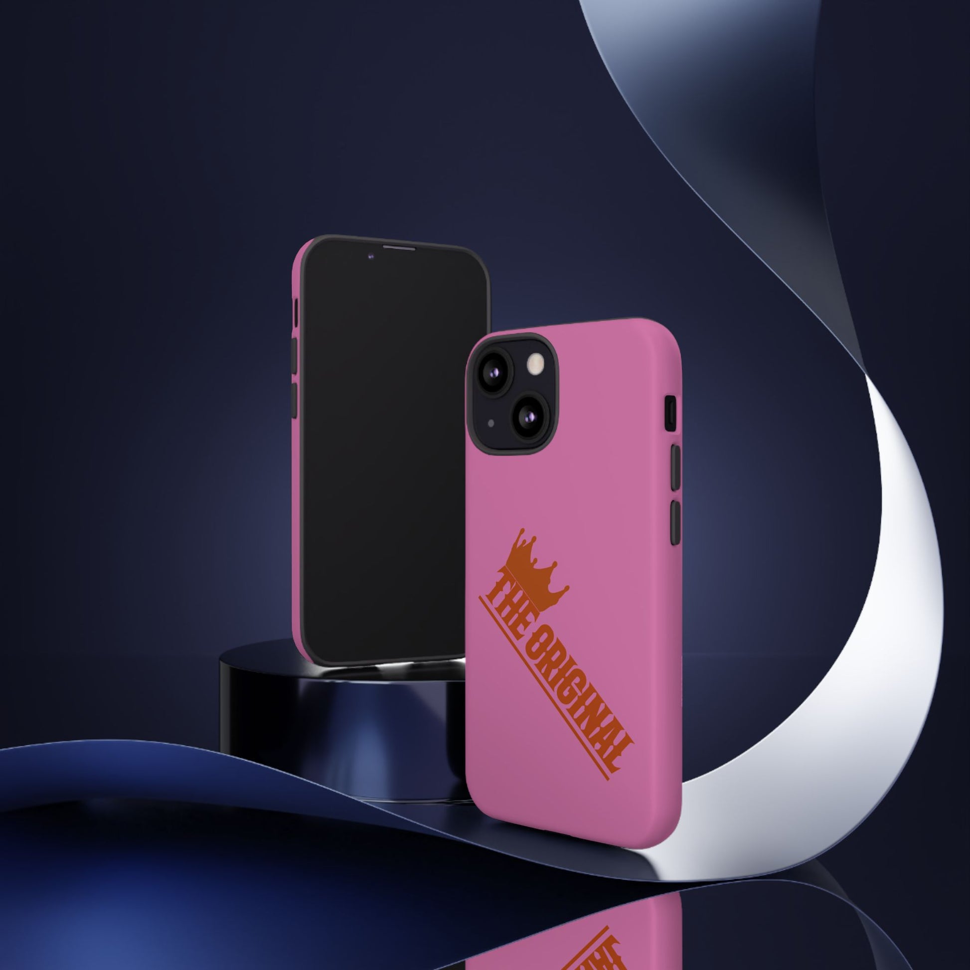 Pink phone case with red THE ORIGINAL logo – Christian streetwear style